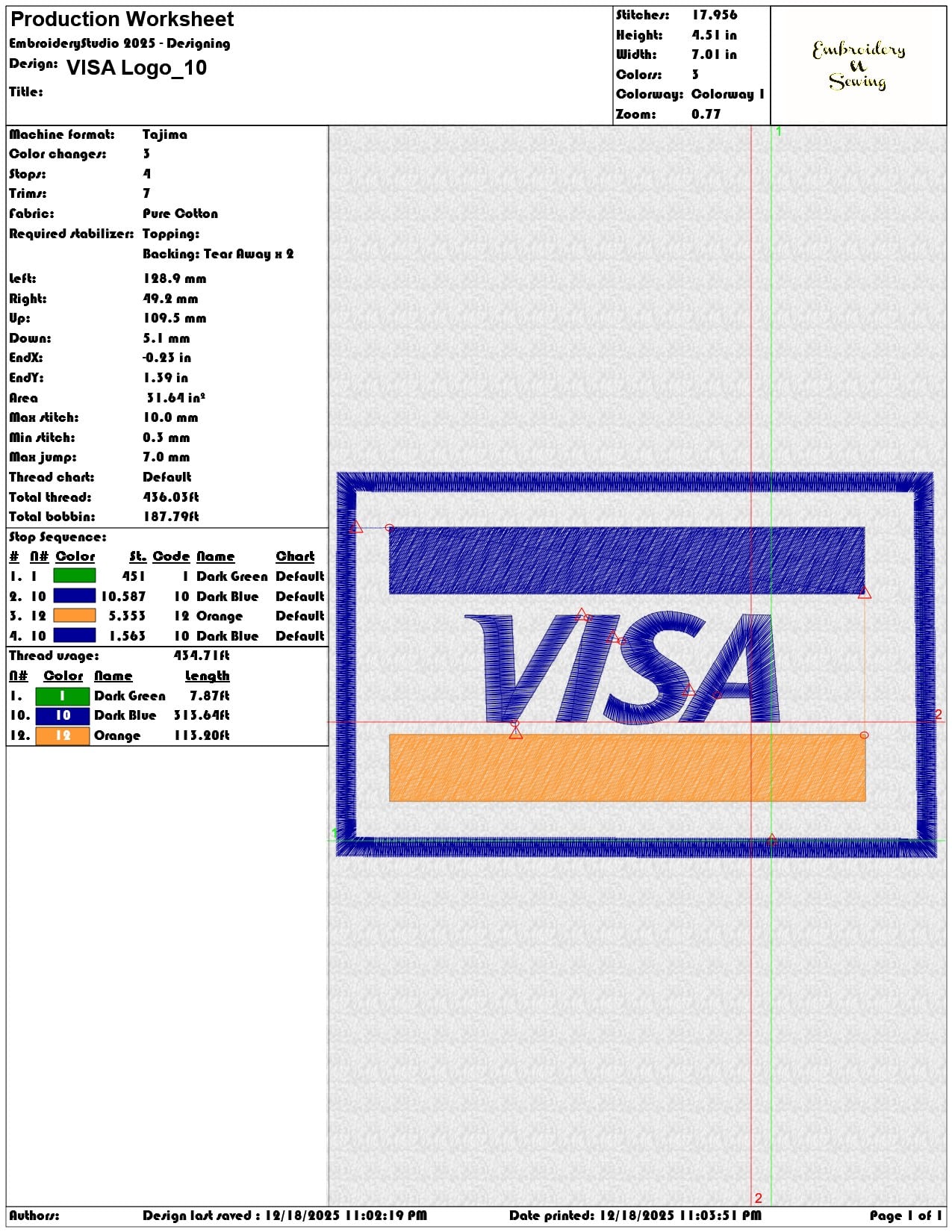VISA Logo- Elegant embroidery design file - instant download — view 3