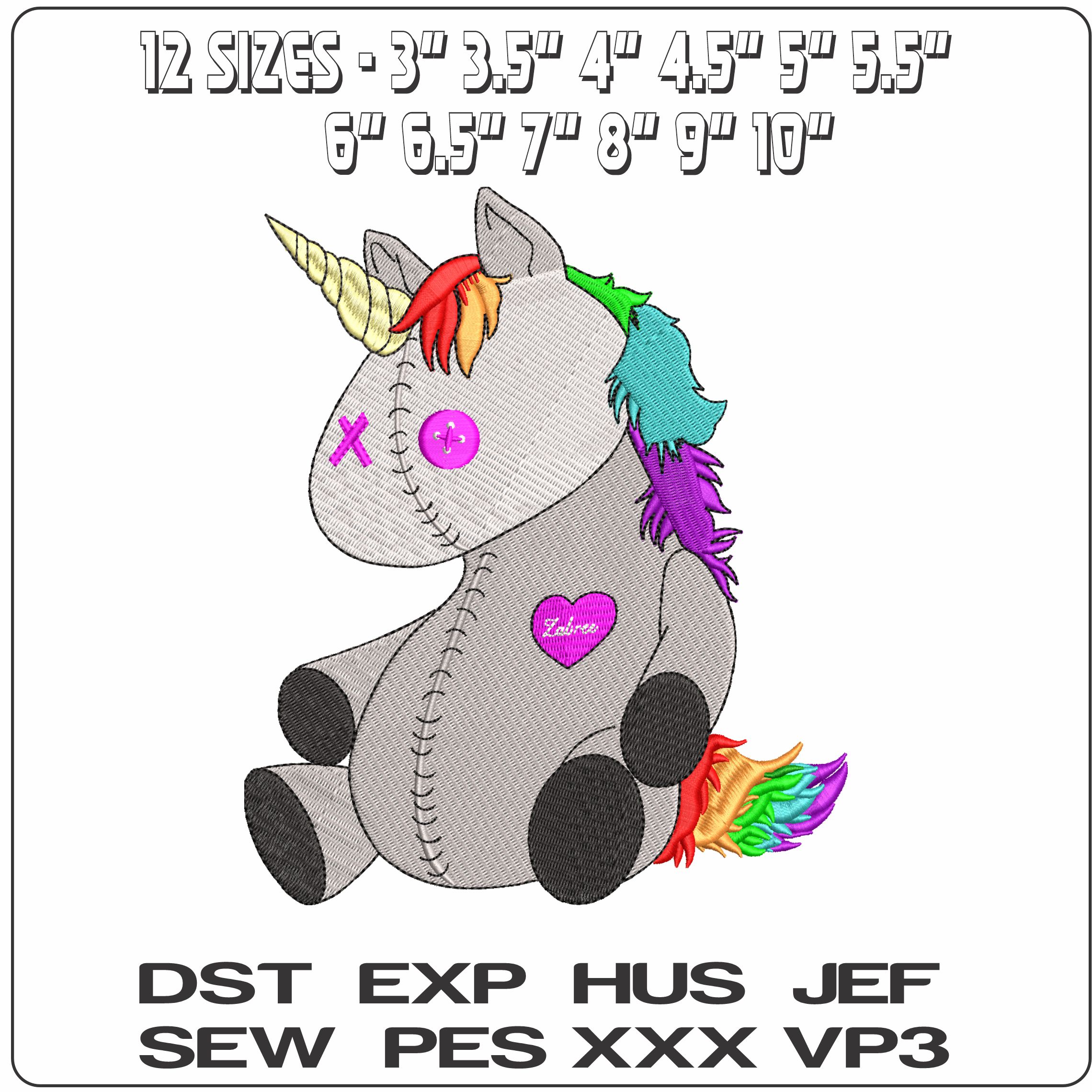 Voodoo Unicorn- Elegant embroidery design file - instant download — view 2
