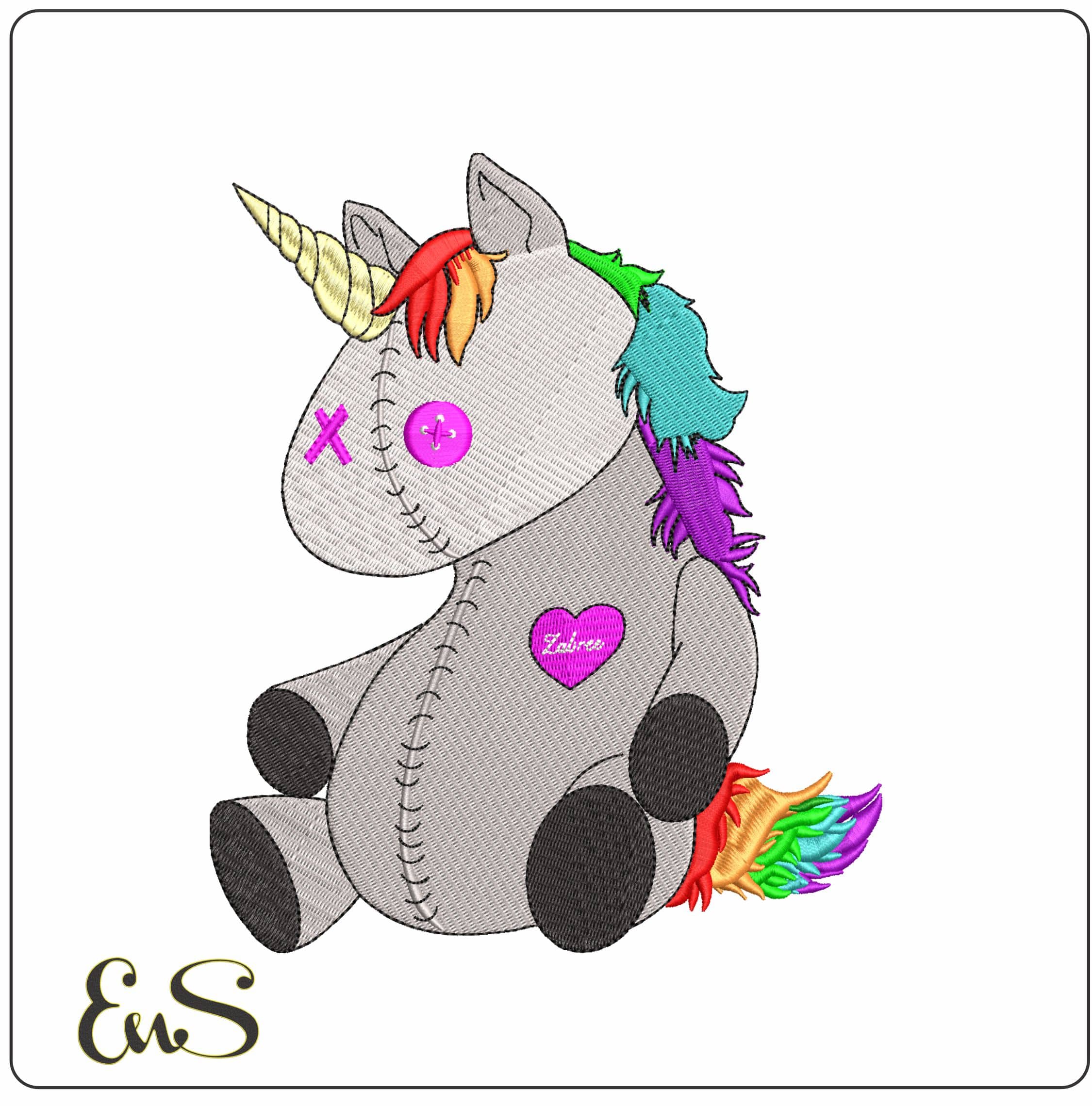 Voodoo Unicorn- Elegant embroidery design file - instant download