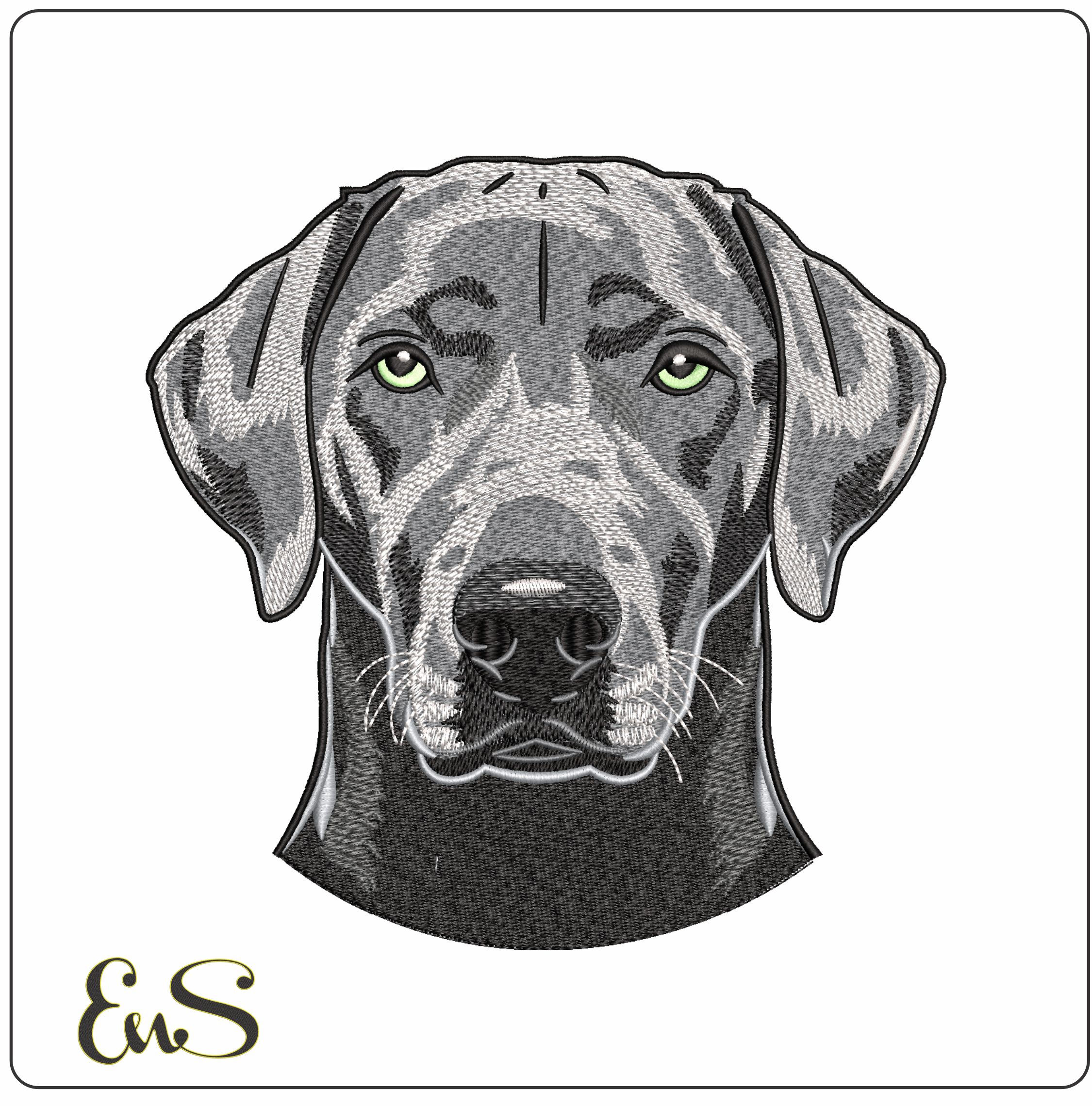 Weimaraner Dog Head- Elegant embroidery design file - instant download
