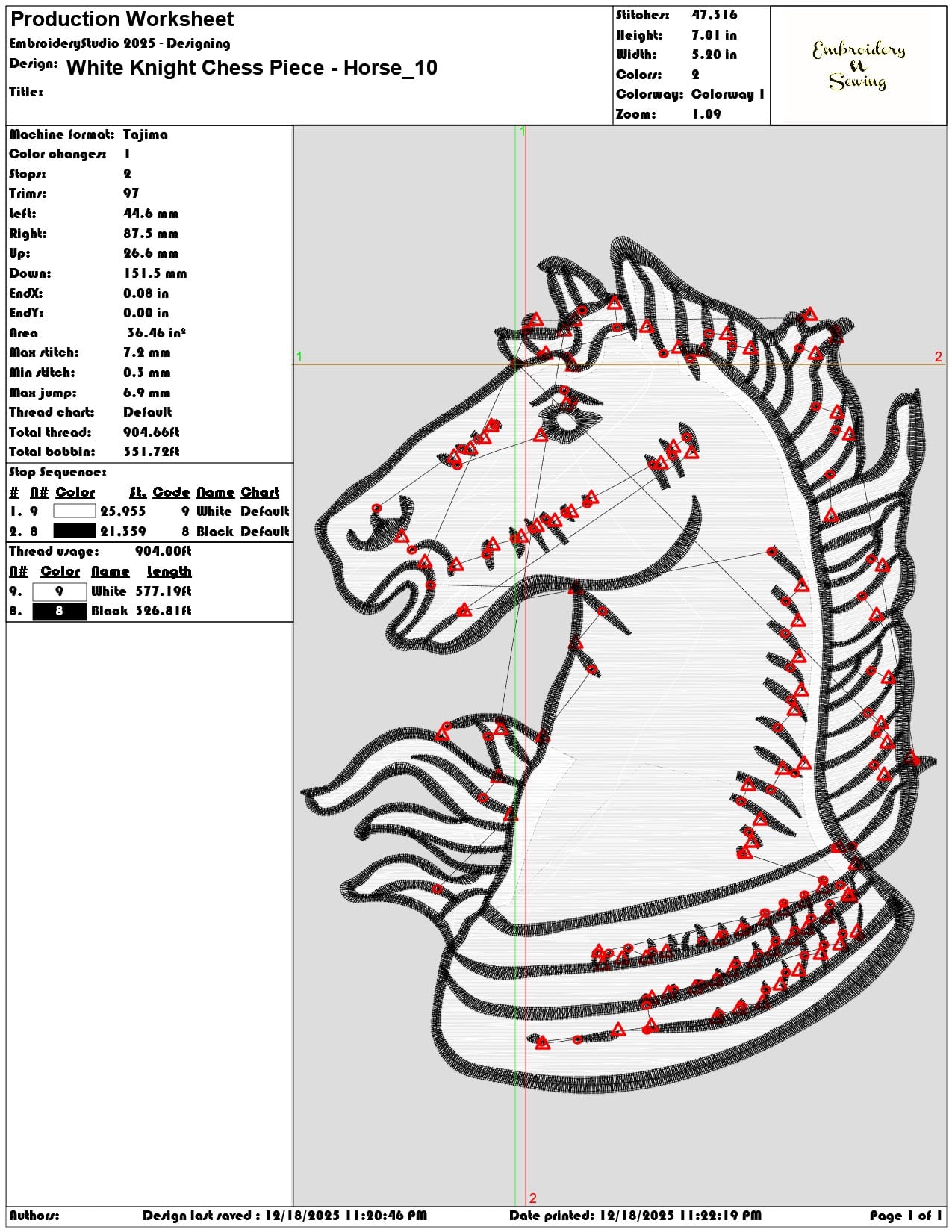 White Knight Chess Piece Horse- Elegant embroidery design file - instant download — view 3