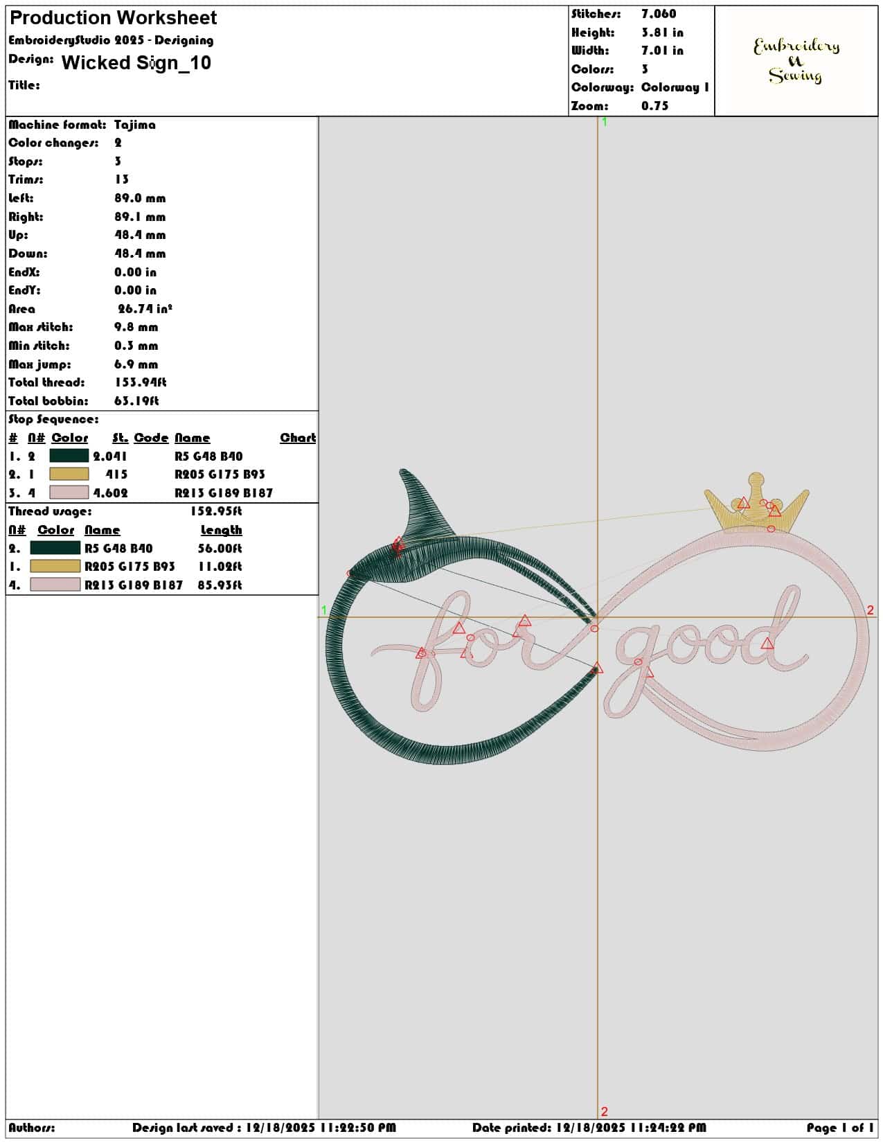 Wicked Sign- Elegant embroidery design file - instant download — view 3