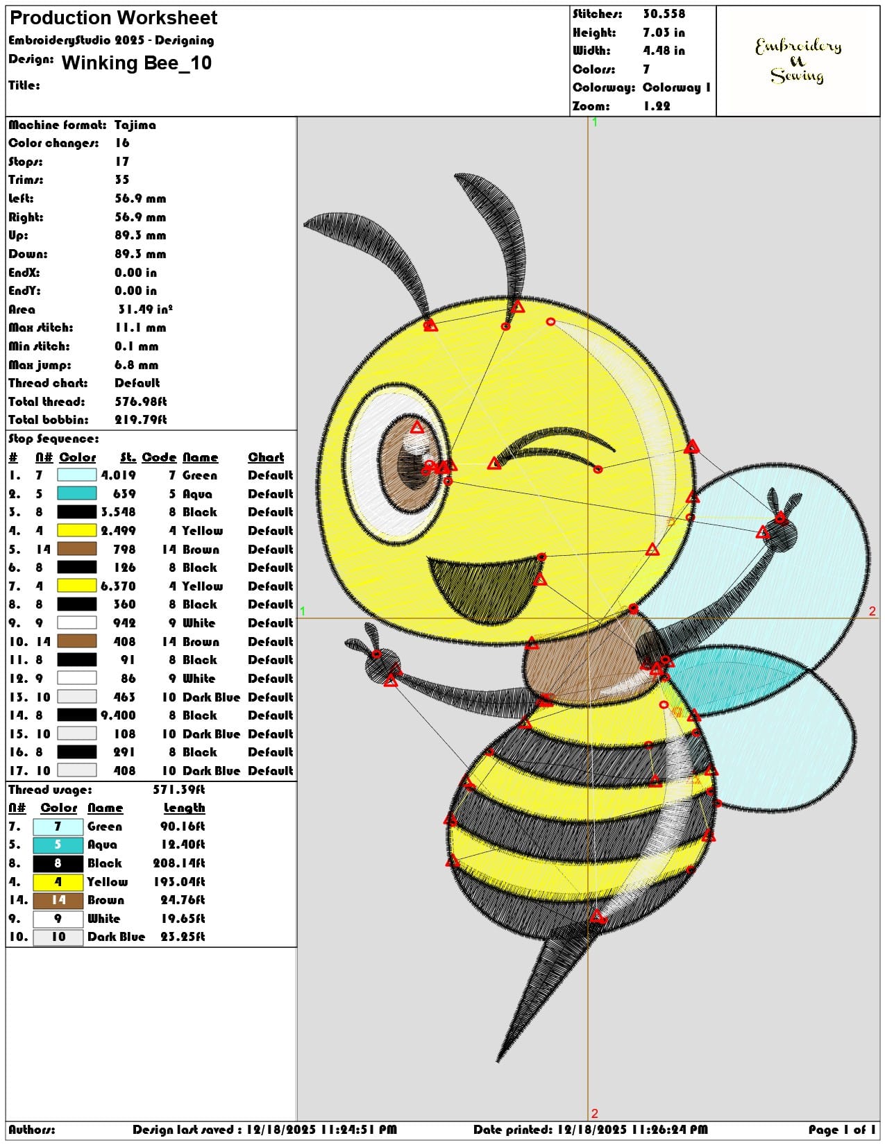 Winking Bee- Elegant embroidery design file - instant download — view 3