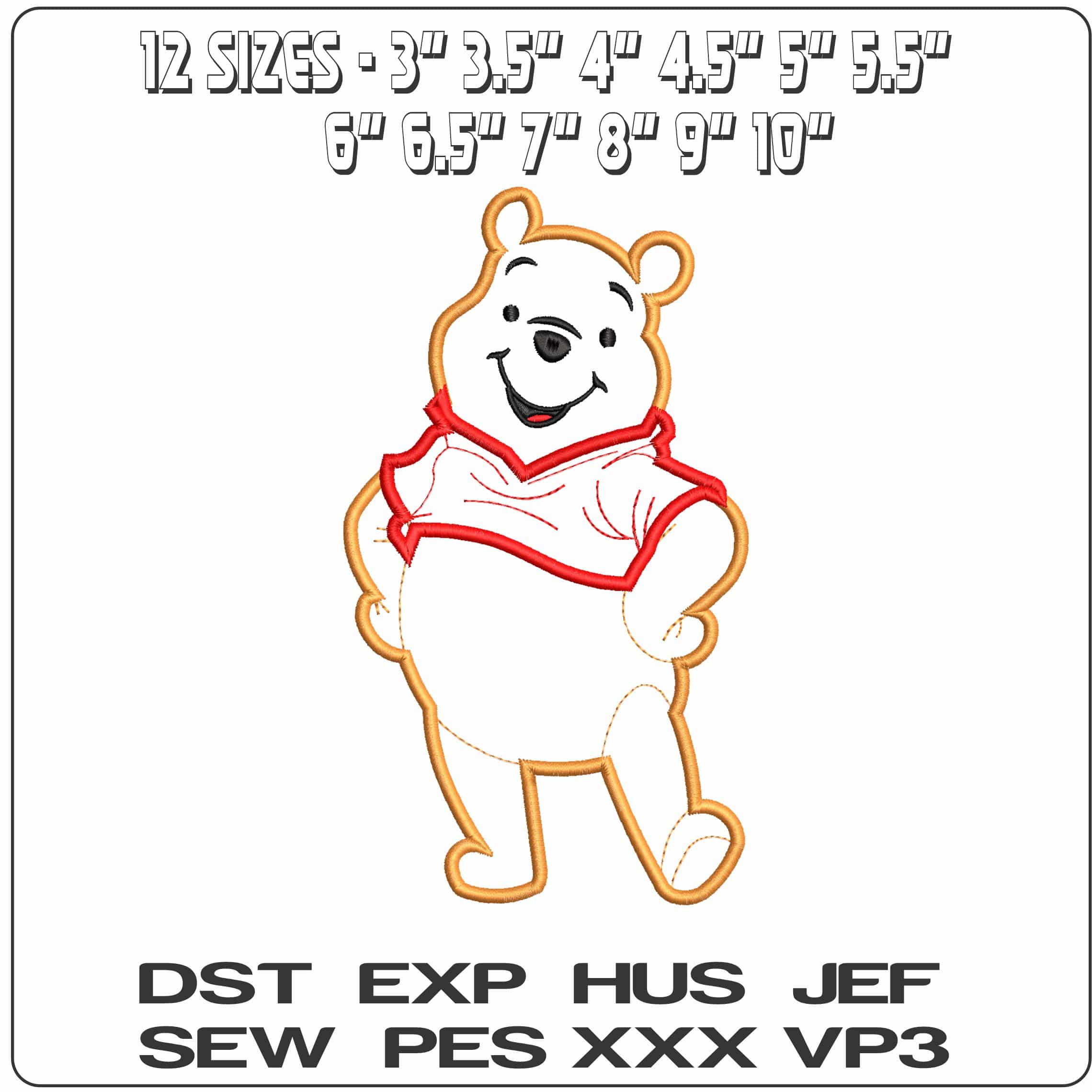 Winnie the Pooh Applique- Elegant embroidery design file - instant download — view 2