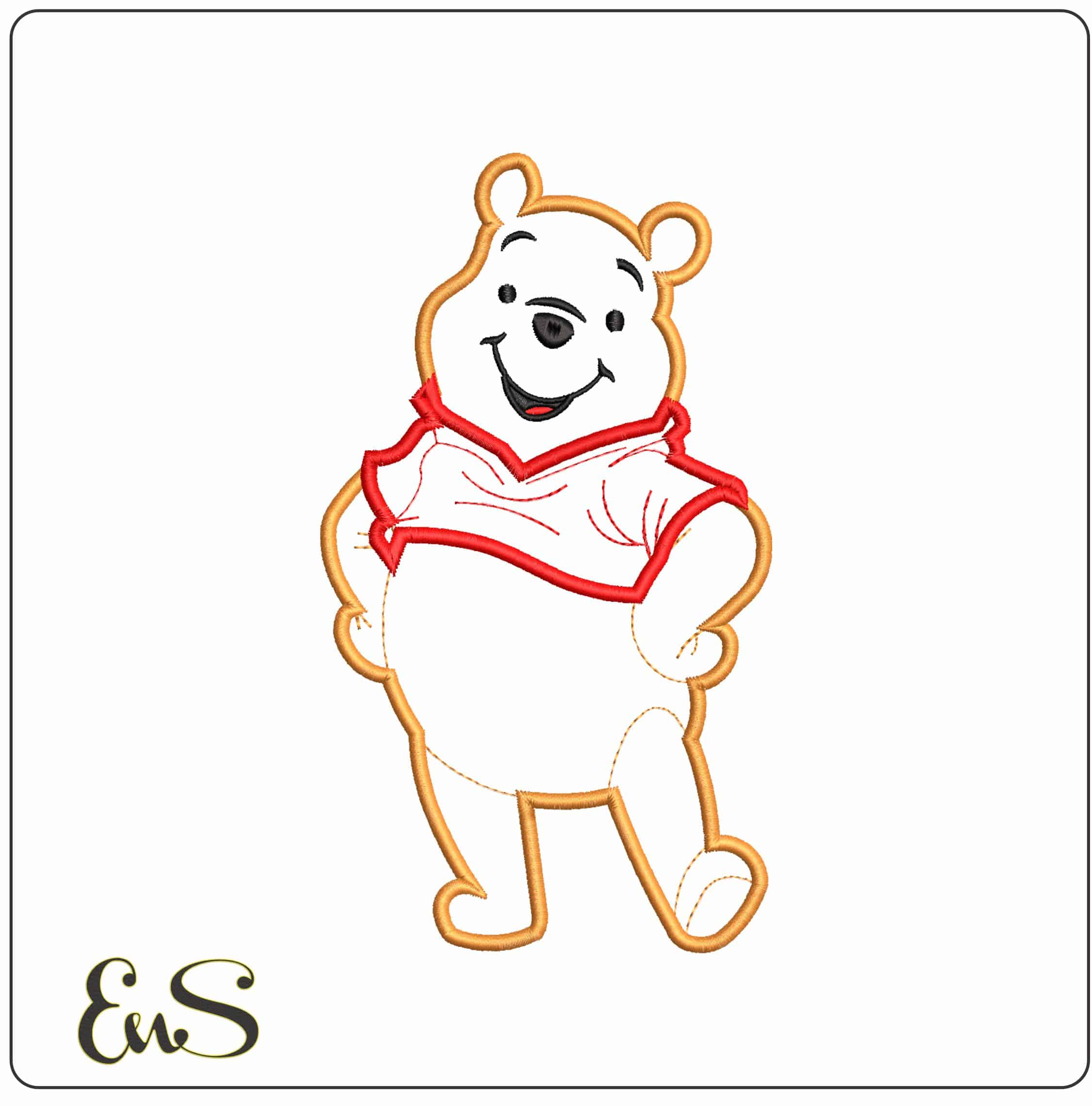 Winnie the Pooh Applique- Elegant embroidery design file - instant download