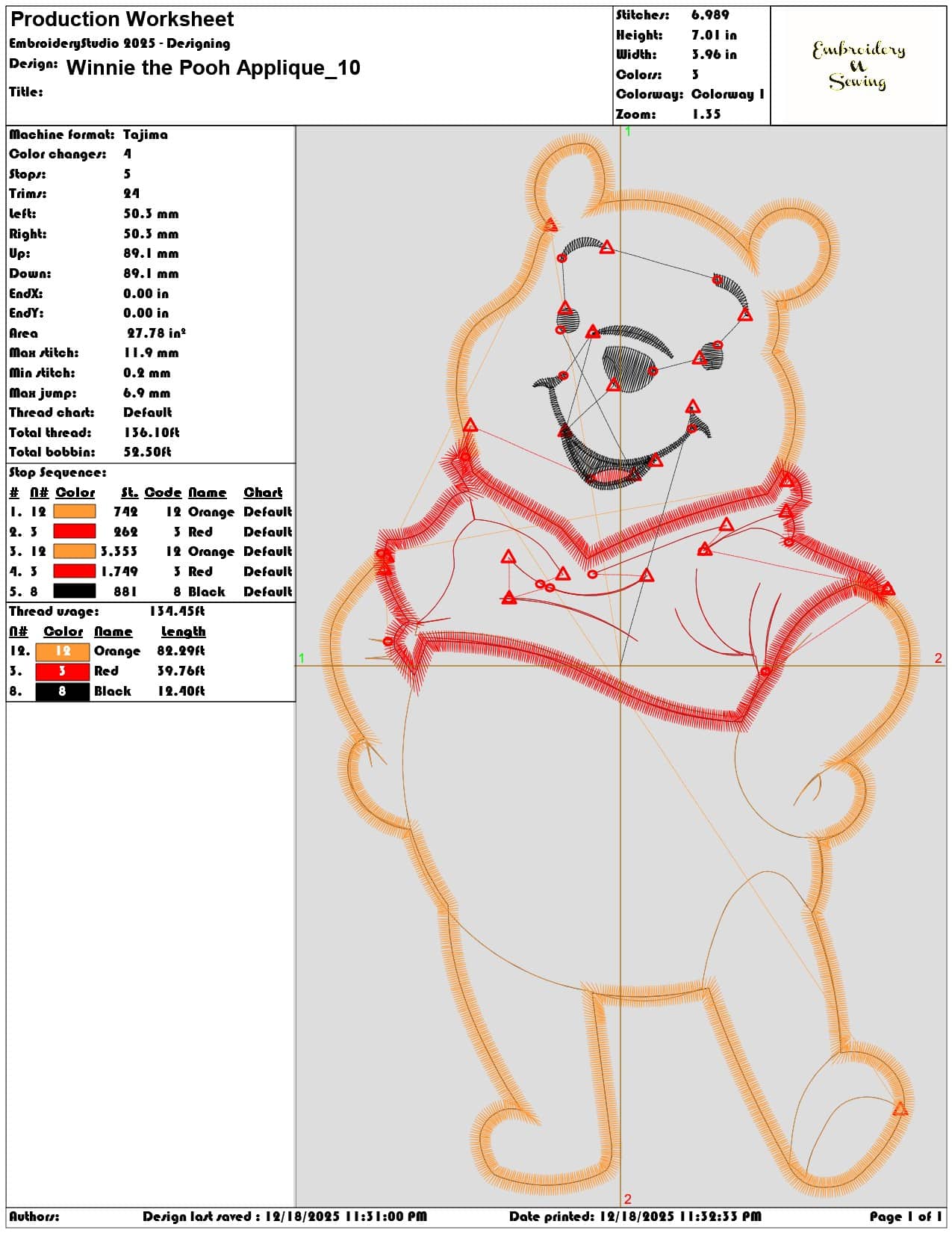 Winnie the Pooh Applique- Elegant embroidery design file - instant download — view 3