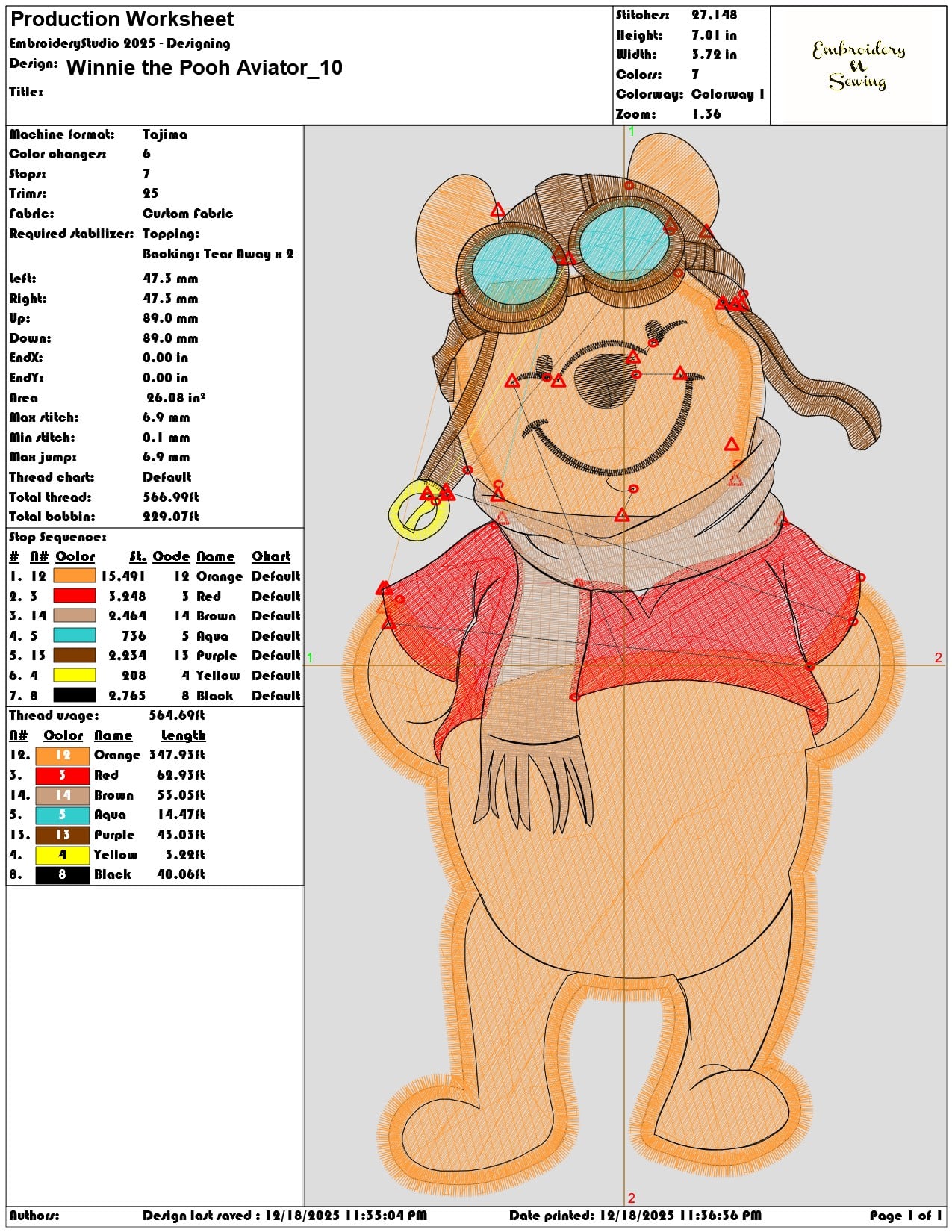 Winnie the Pooh Aviator- Elegant embroidery design file - instant download — view 3