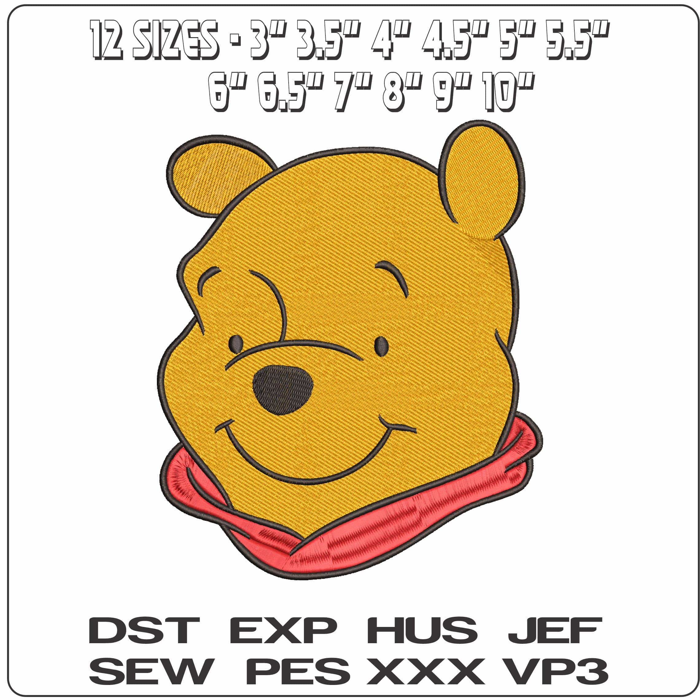 Winnie the Pooh Head- Elegant embroidery design file - instant download — view 2