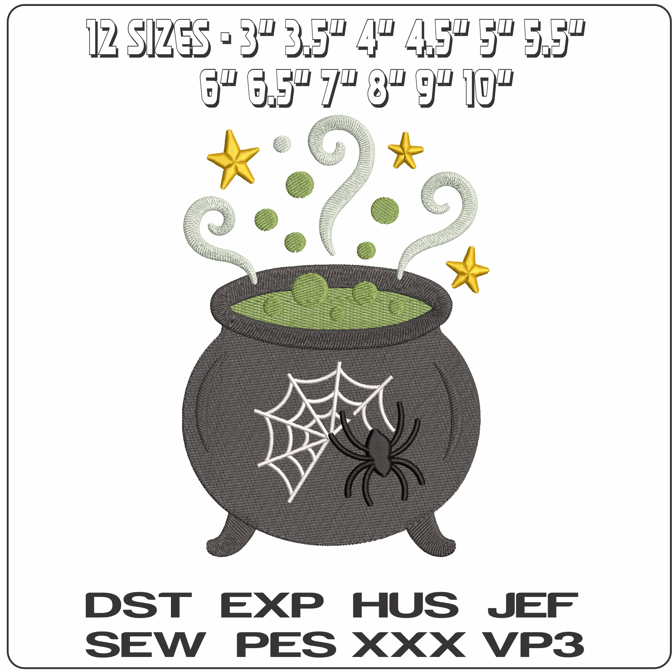 Witches Cauldren- Elegant embroidery design file - instant download — view 2