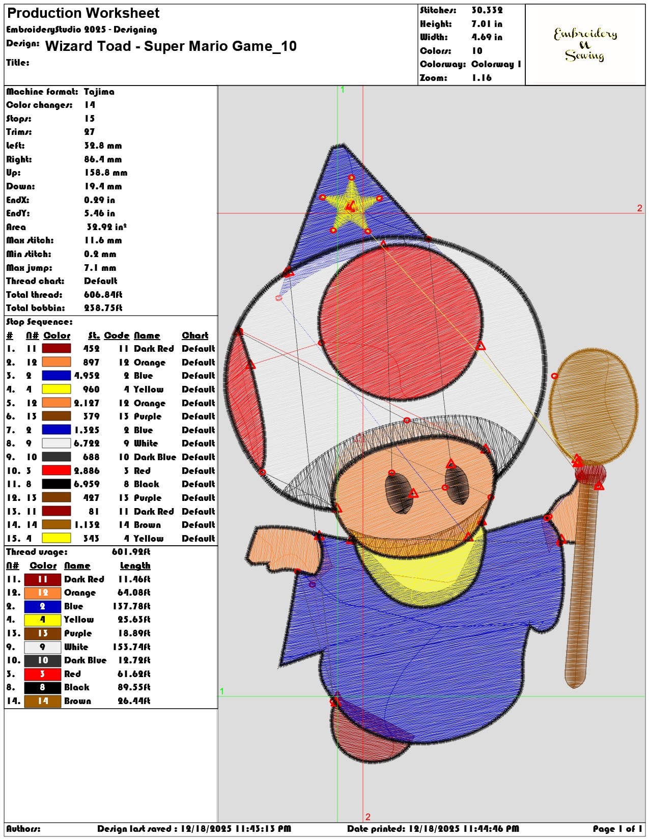 Wizard Toad Super Mario Game- Elegant embroidery design file - instant download — view 3