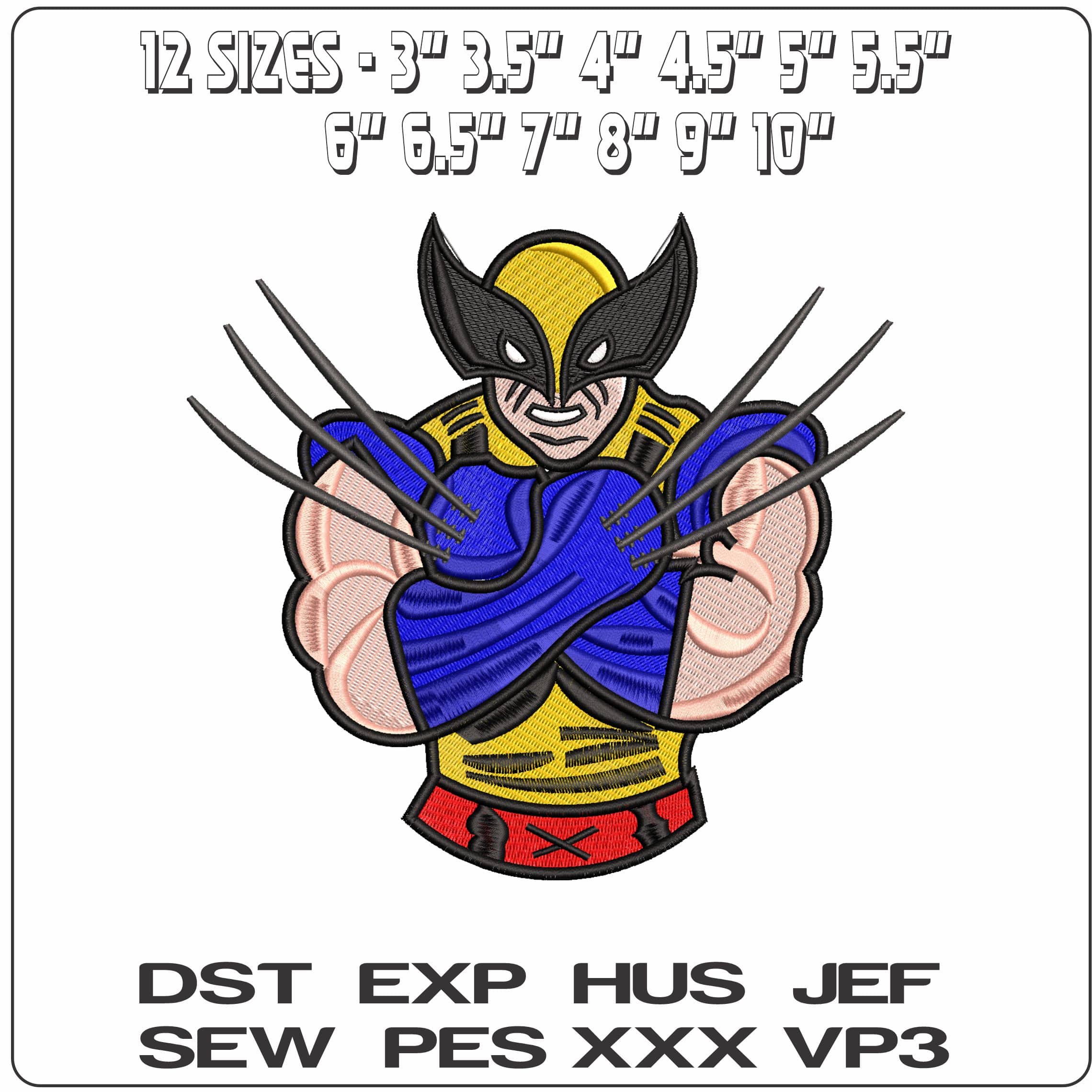 Wolverine Arm Cross- Elegant embroidery design file - instant download — view 2