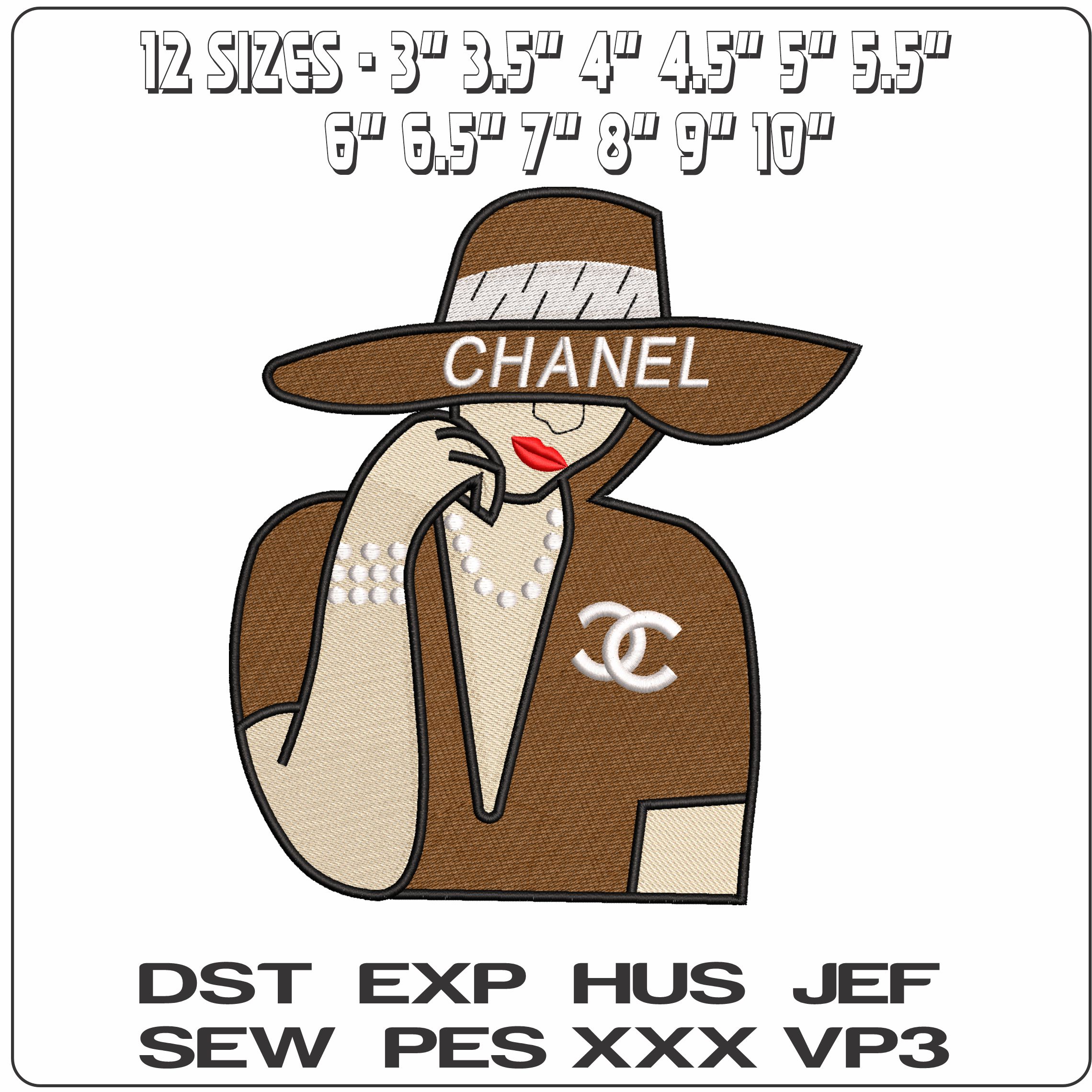 Woman in Chanel- Elegant embroidery design file - instant download — view 2