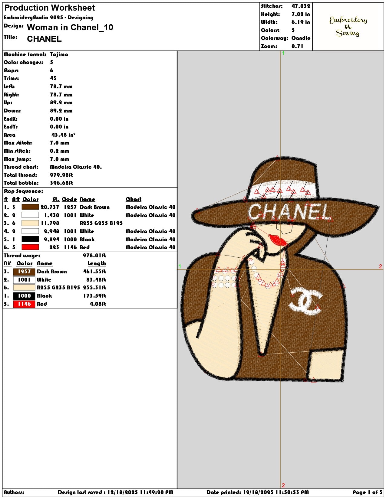 Woman in Chanel- Elegant embroidery design file - instant download — view 3