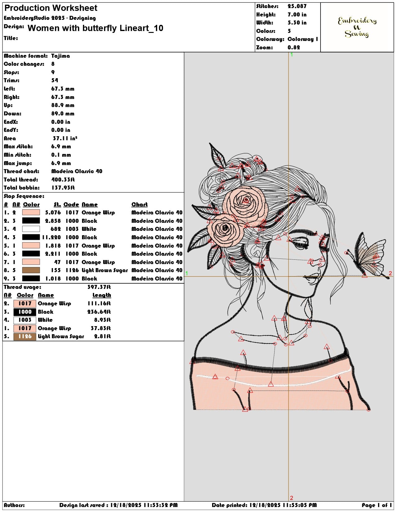 Women with butterfly Lineart- Elegant embroidery design file - instant download — view 3