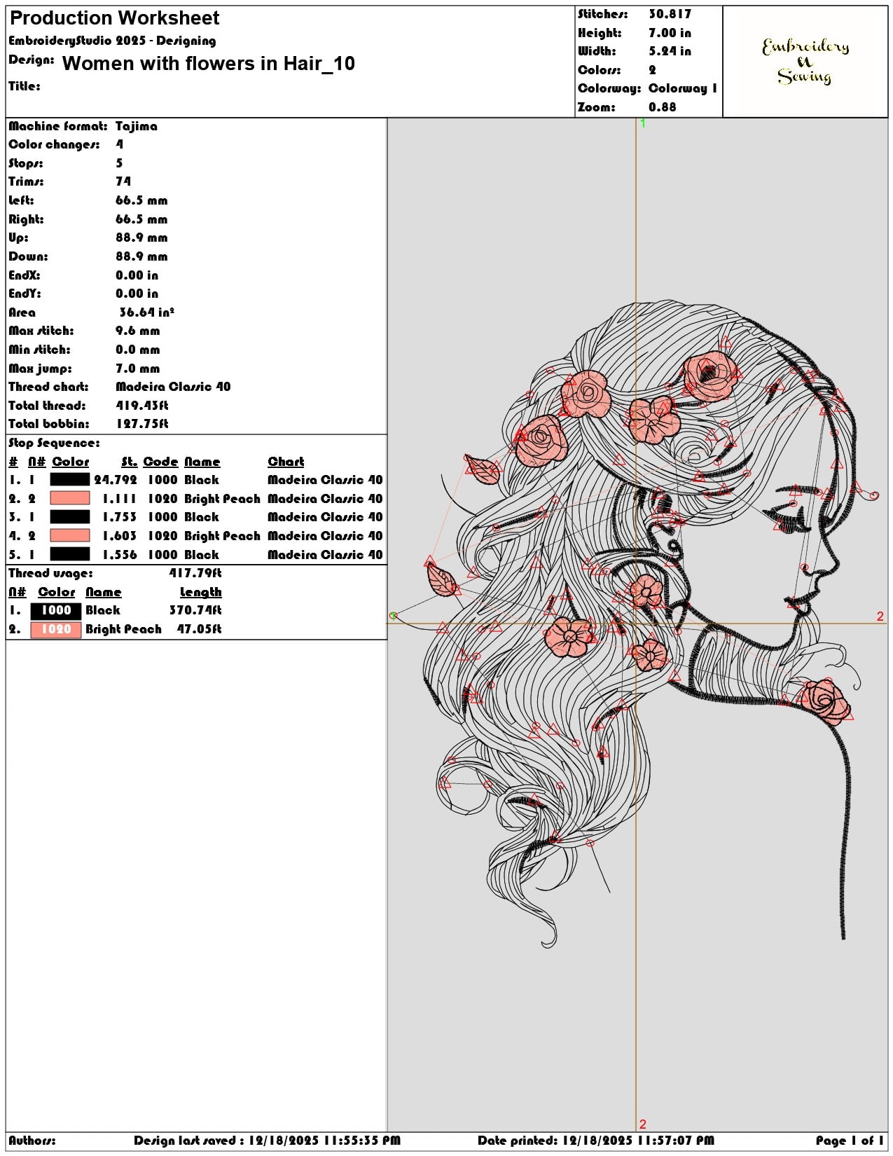 Women with flowers in Hair- Elegant embroidery design file - instant download — view 3