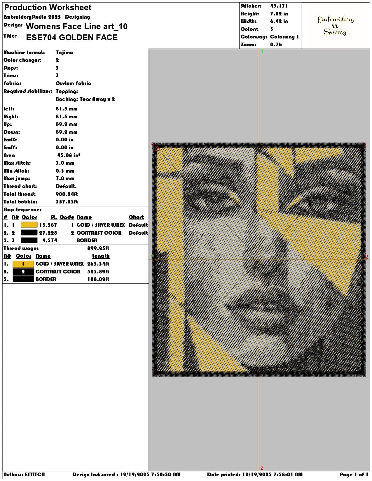 Womens Face Line art- Elegant embroidery design file - instant download — view 3