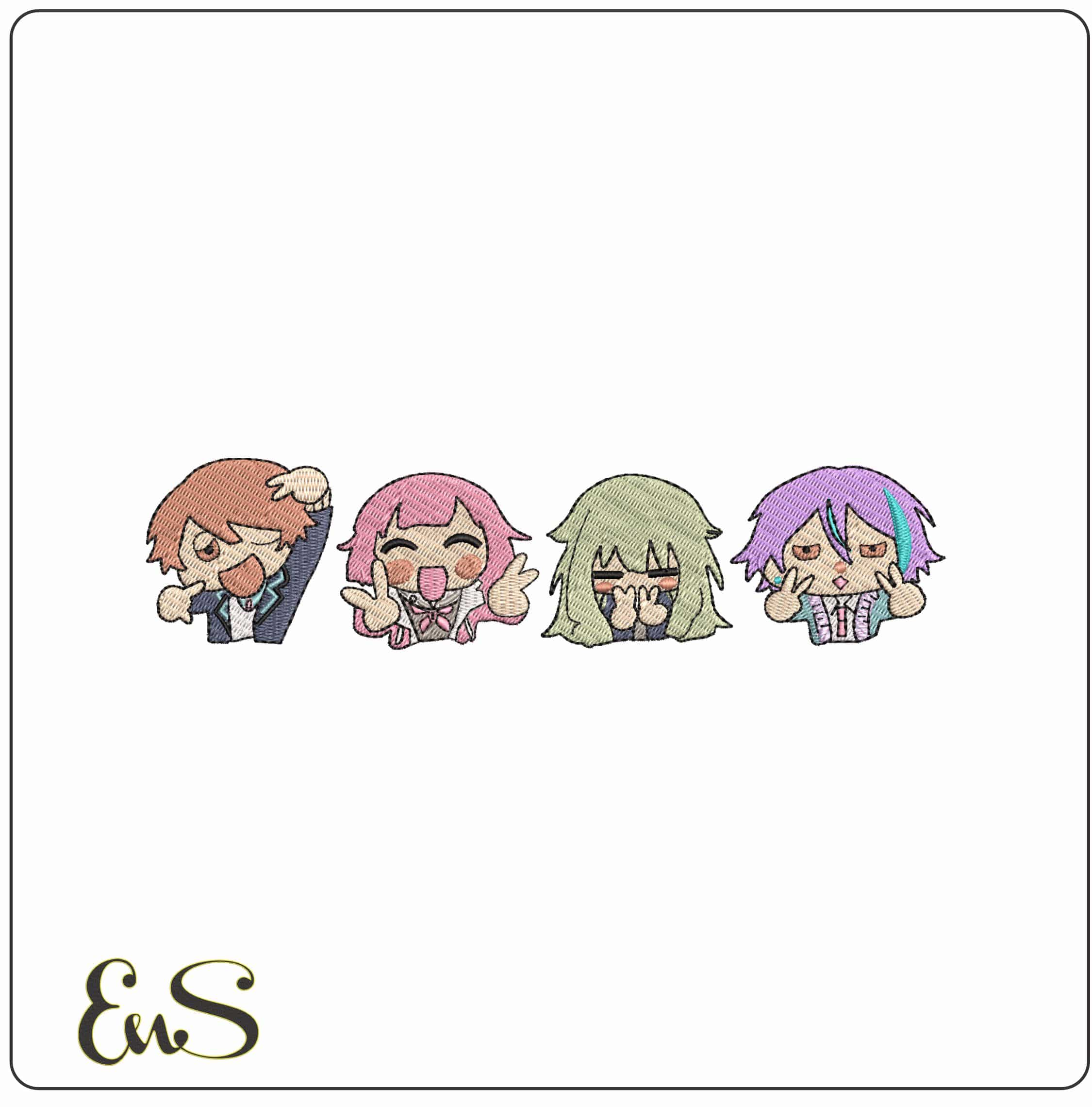 wonderlands x Showtime Chibi Tsaukaka Emu Nene Rui Anime- Elegant embroidery design file - instant download