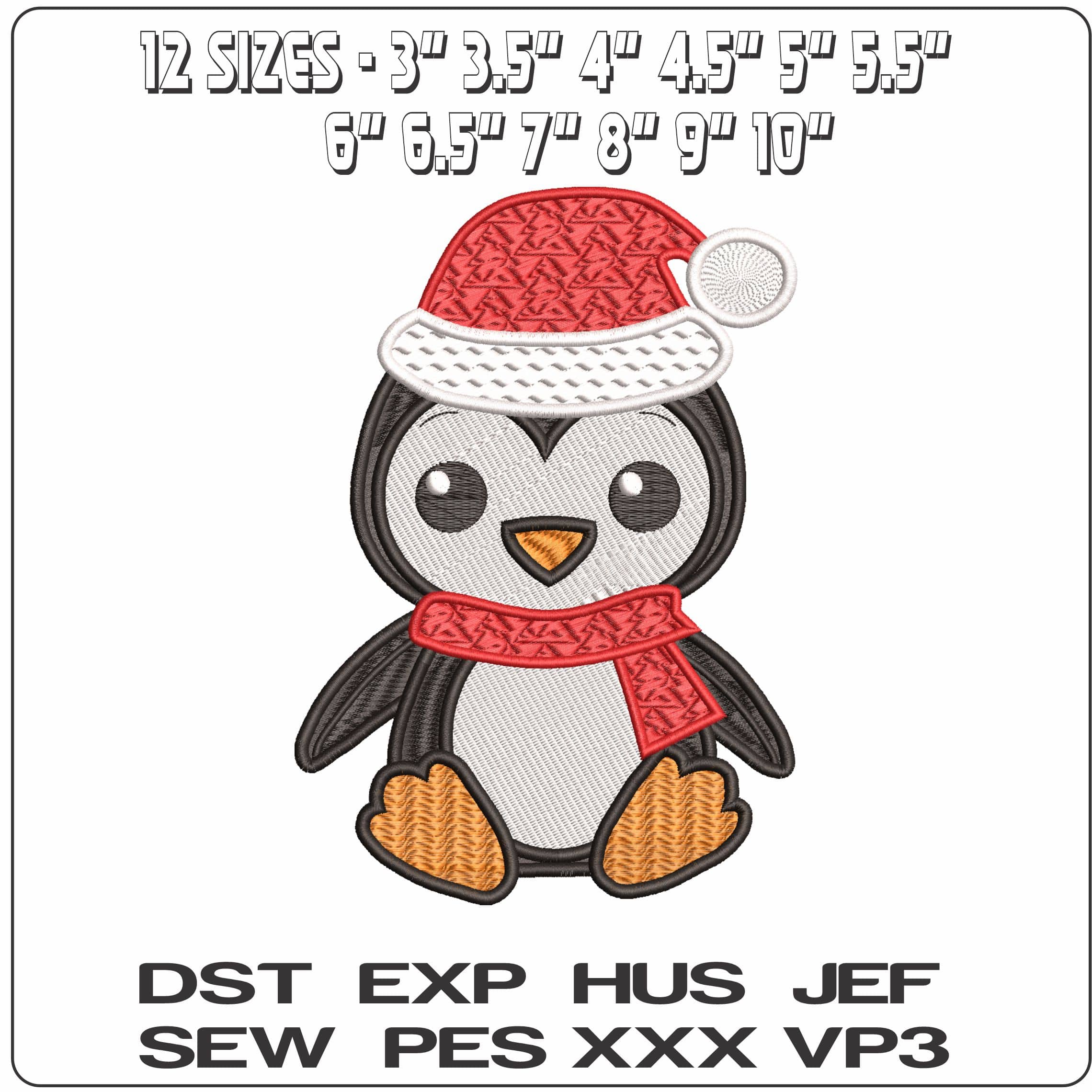 Xmas Penguin- Elegant embroidery design file - instant download — view 2
