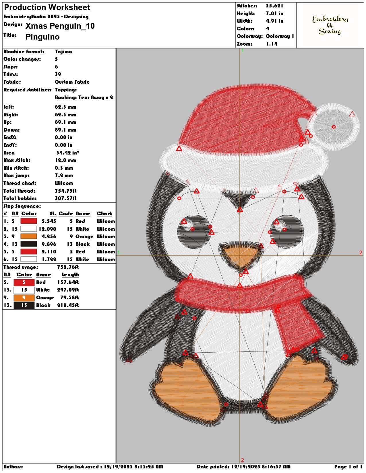 Xmas Penguin- Elegant embroidery design file - instant download — view 3