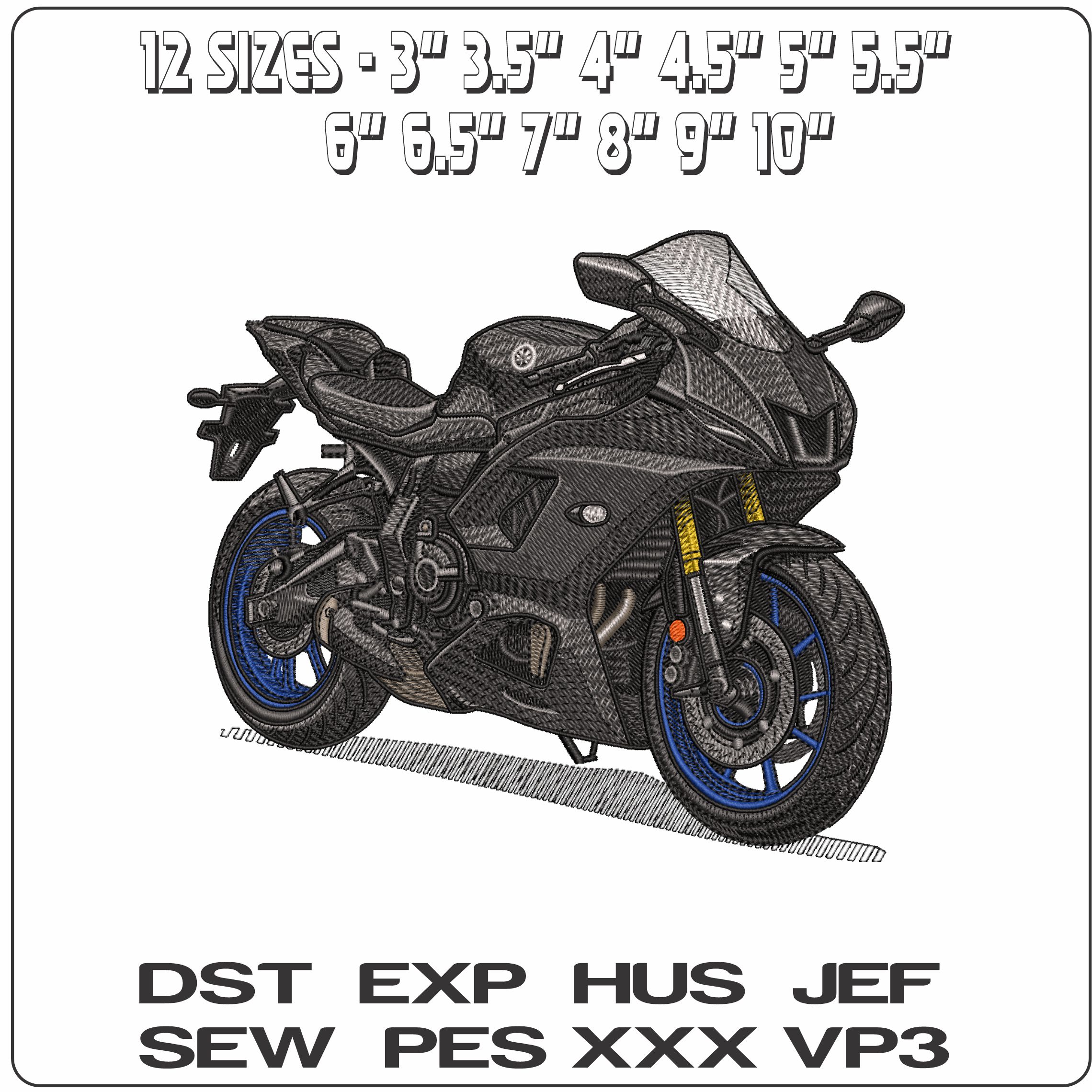 Yamaha R7 Blacked out- Elegant embroidery design file - instant download — view 2