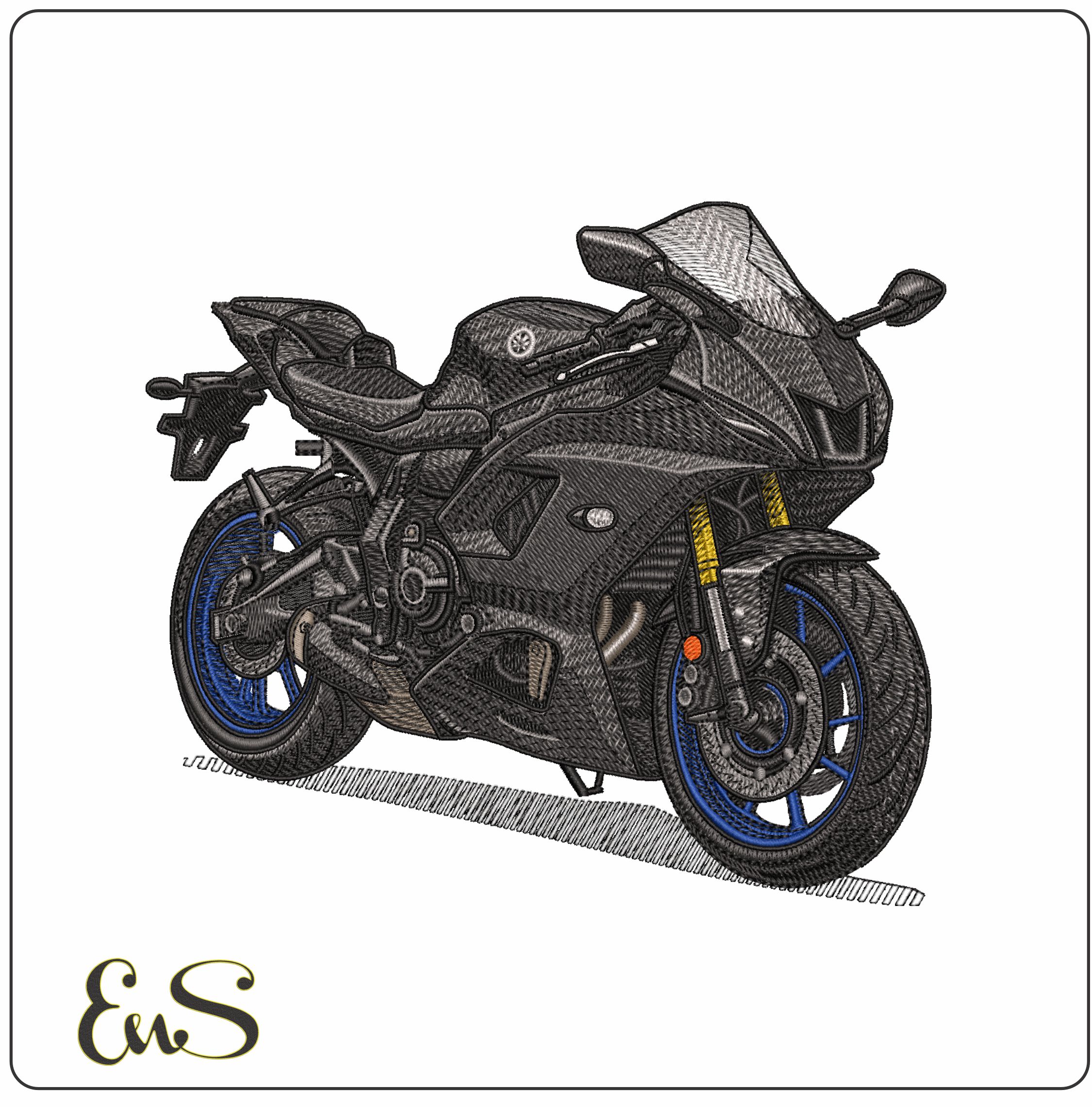 Yamaha R7 Blacked out- Elegant embroidery design file - instant download