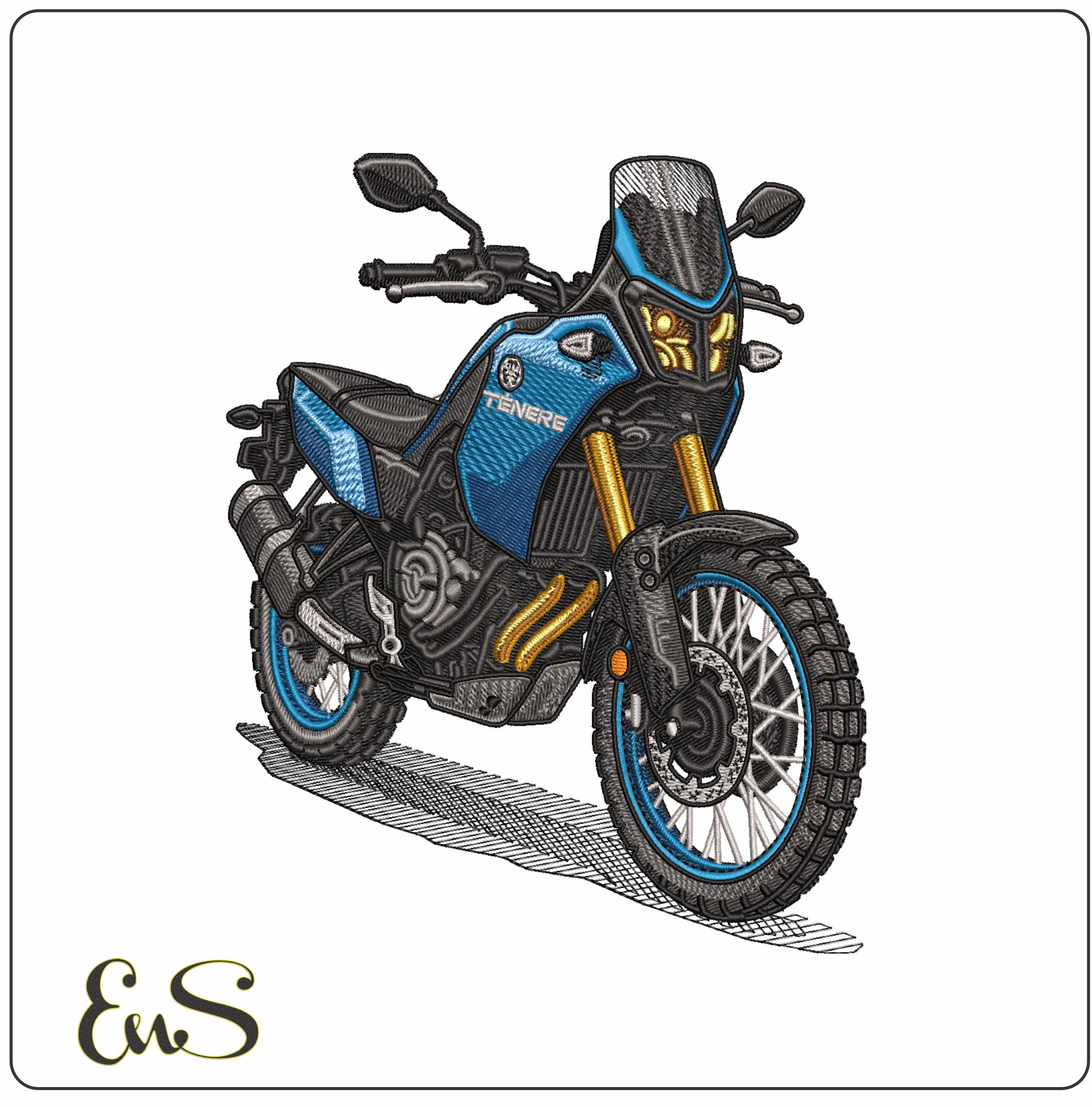 Yamaha Tenere 700 Motorbike- Elegant embroidery design file - instant download