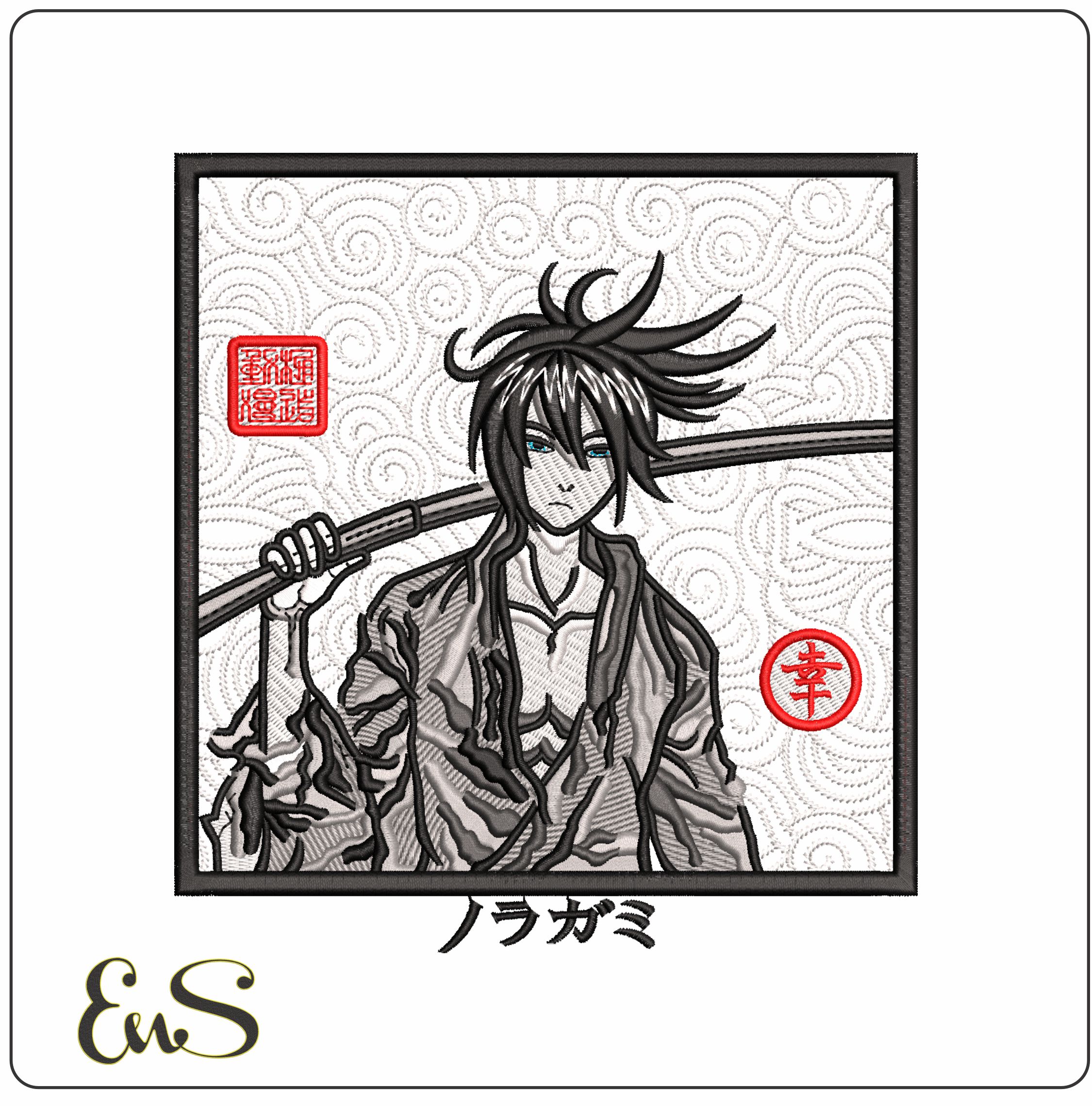 Yato Samurai Warrior Anime- Elegant embroidery design file - instant download