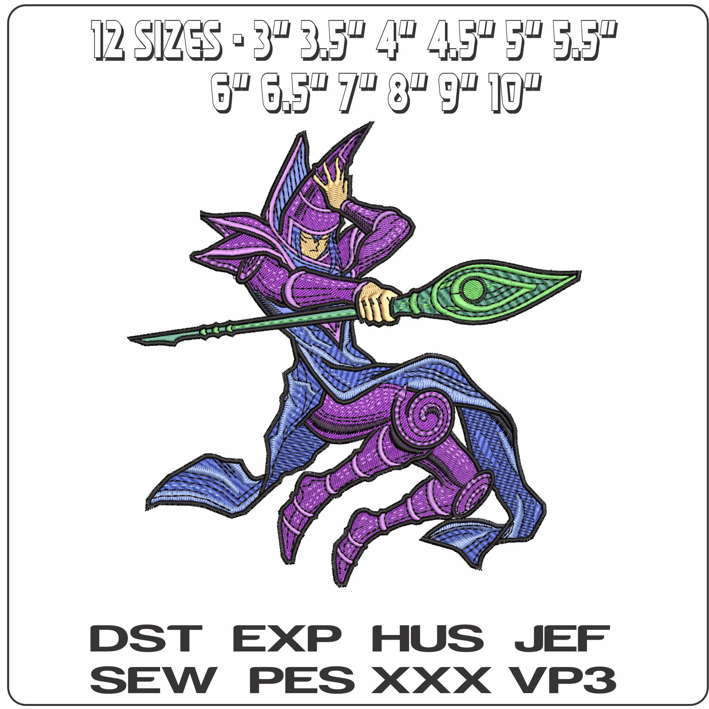 Yu Gi Oh Dark Magician Anime- Elegant embroidery design file - instant download — view 2