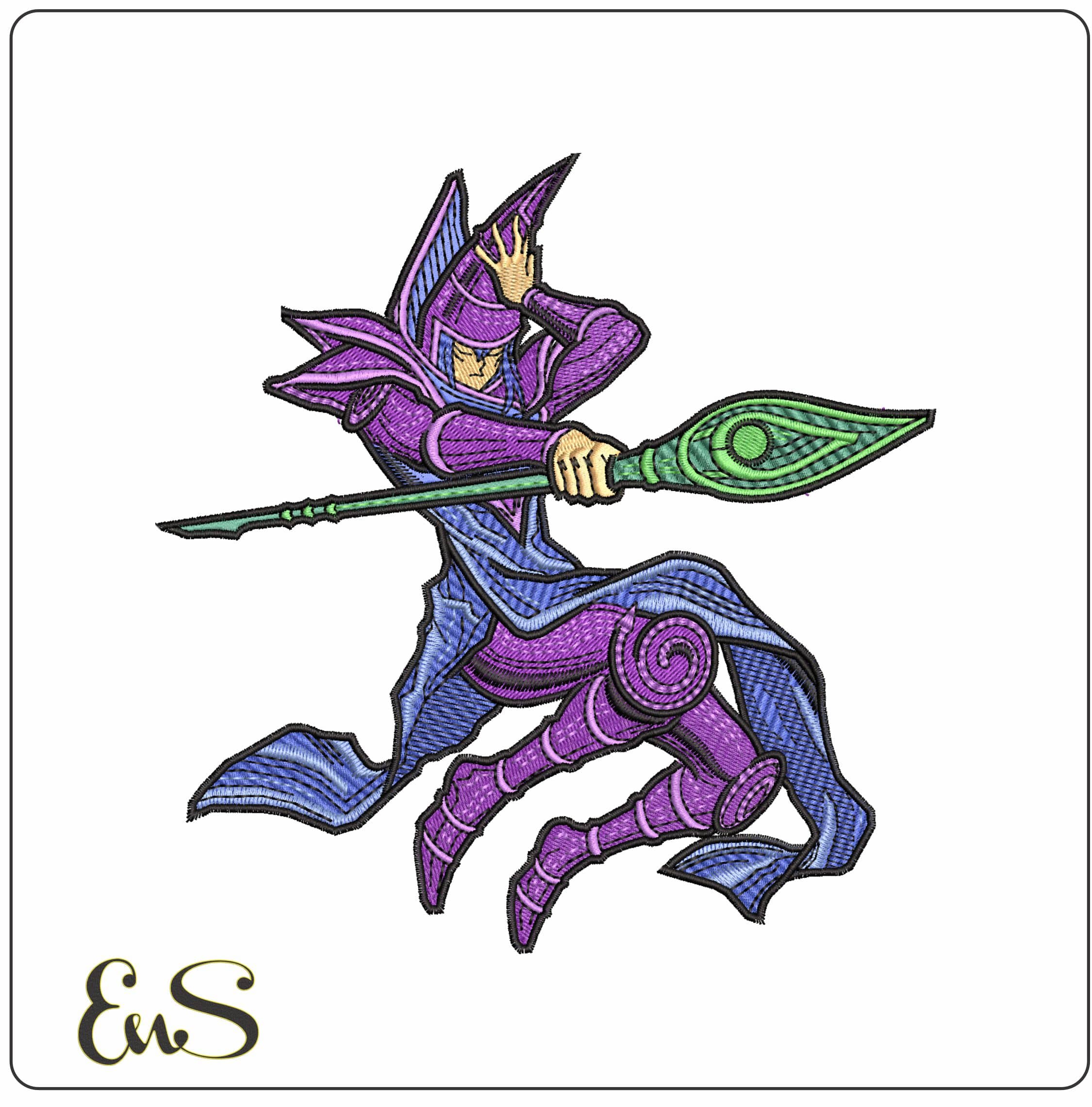 Yu Gi Oh Dark Magician Anime- Elegant embroidery design file - instant download