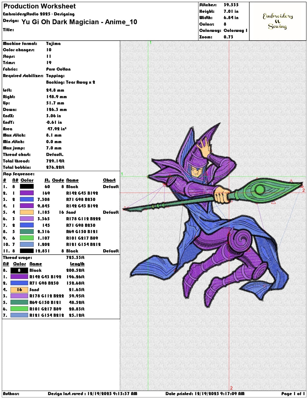 Yu Gi Oh Dark Magician Anime- Elegant embroidery design file - instant download — view 3