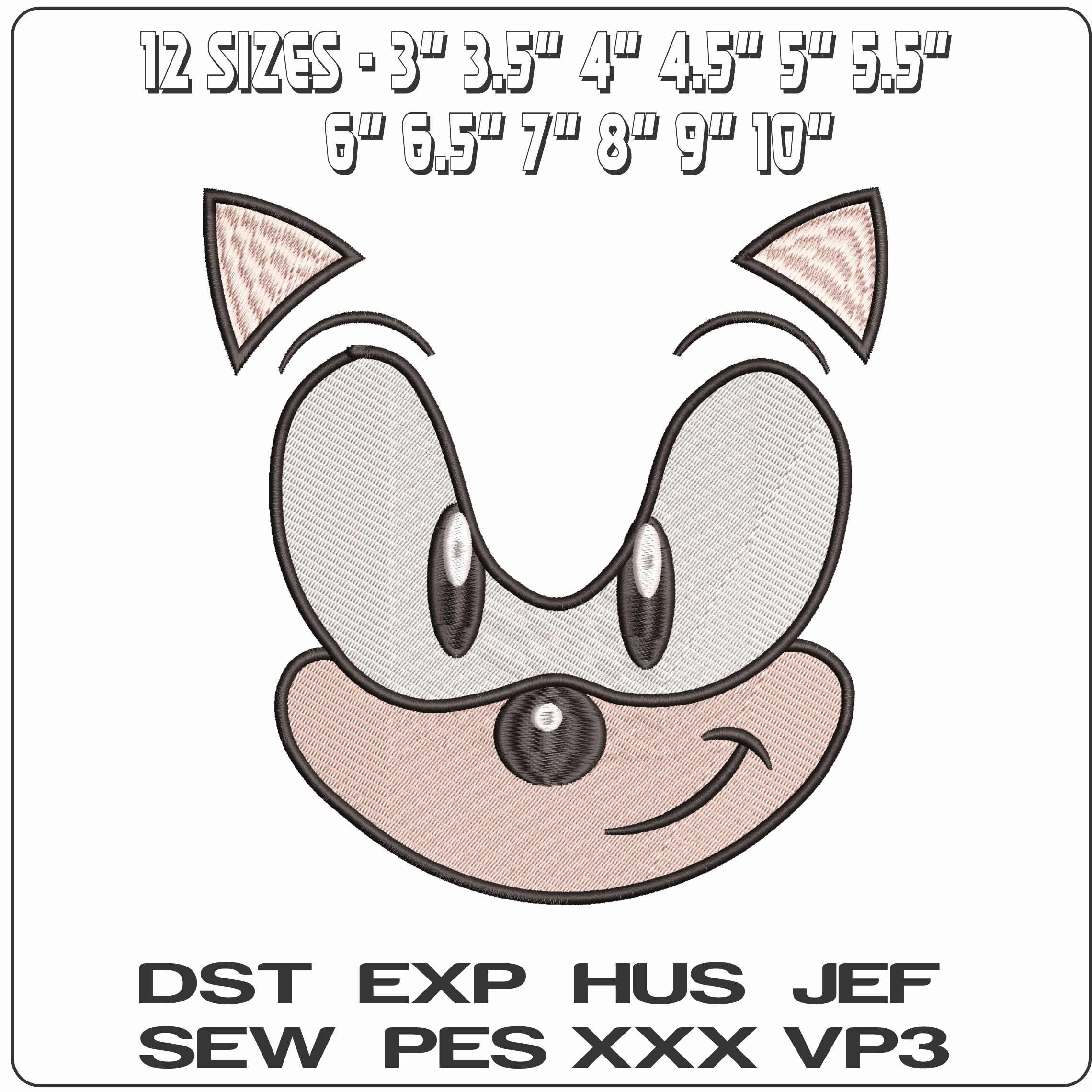 Zonic the Hedgehog Face- Elegant embroidery design file - instant download — view 2