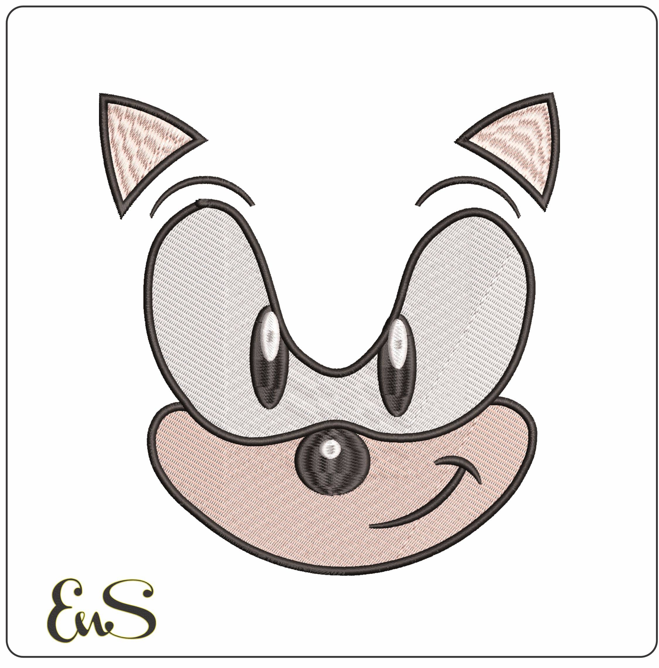 Zonic the Hedgehog Face- Elegant embroidery design file - instant download