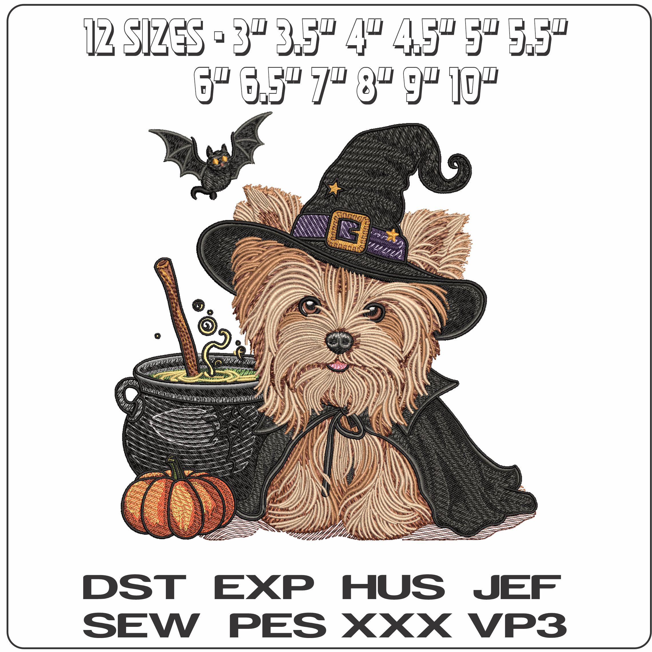 Yorkshire Terrier In Halloween Outfit- Elegant embroidery design file - instant download — view 2