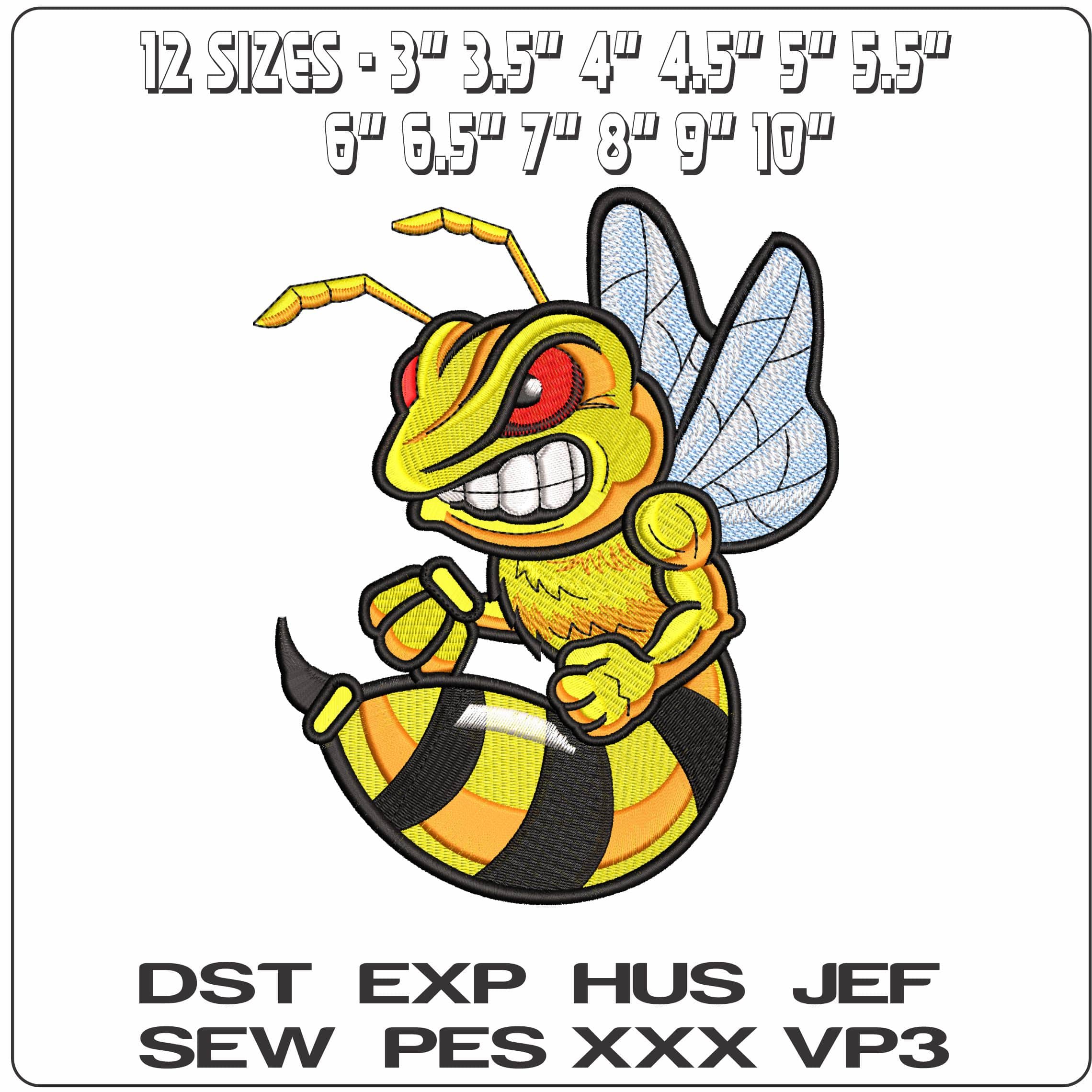 Yellow Jacket Hornet- Elegant embroidery design file - instant download — view 2