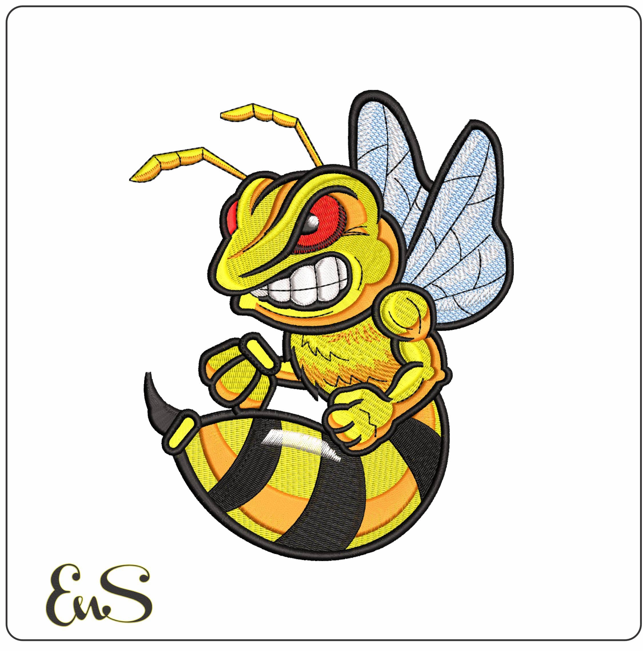 Yellow Jacket Hornet- Elegant embroidery design file - instant download