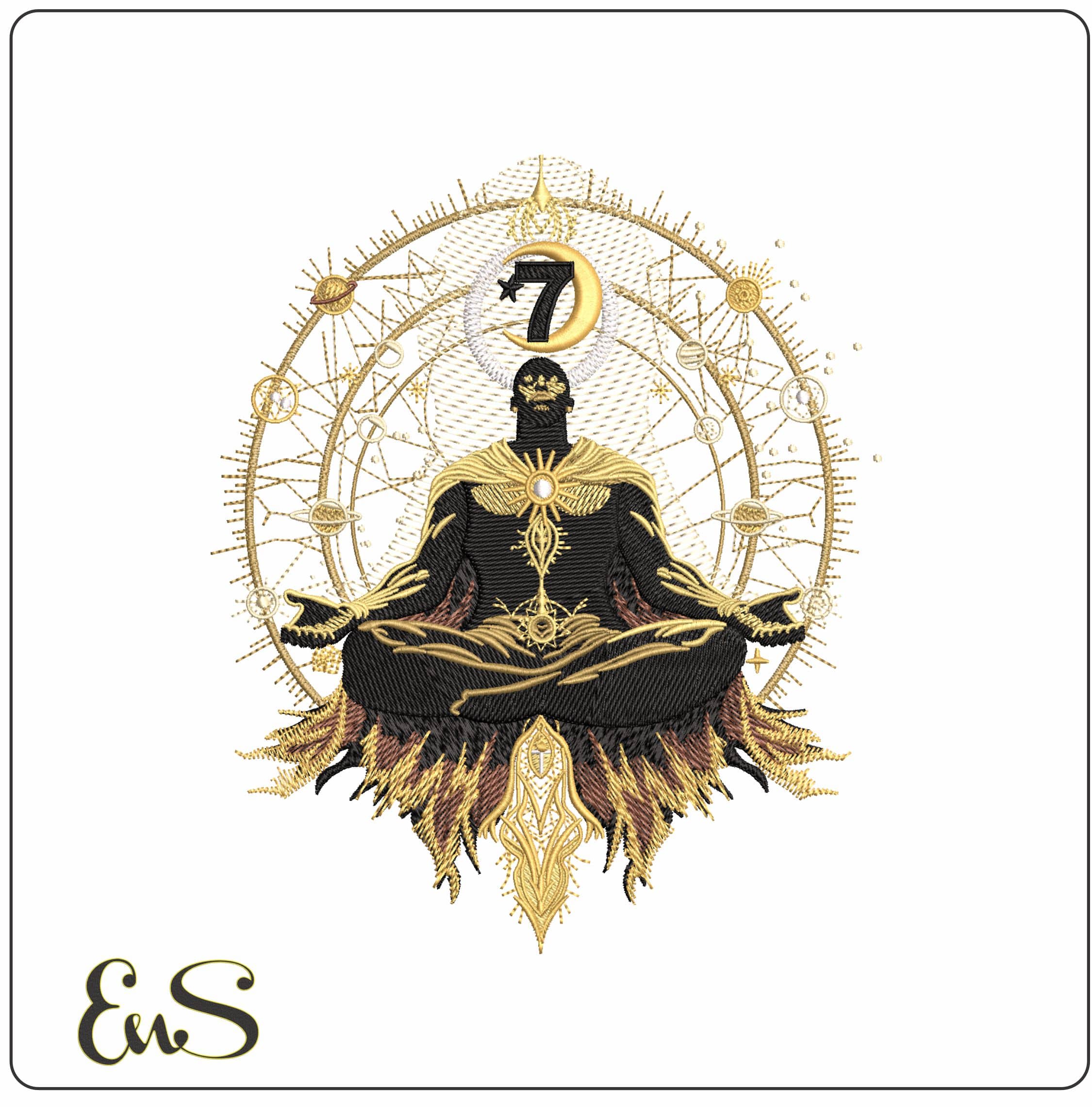 7 God Body Meditation- Elegant embroidery design file - instant download