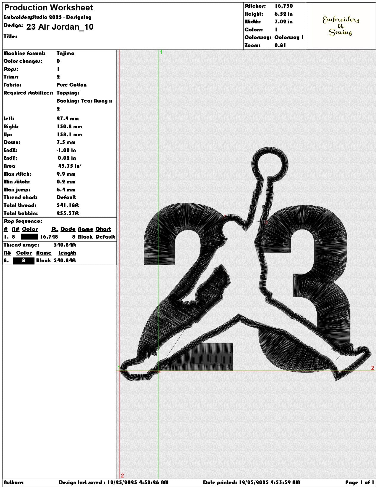 23 Air Jordan- Elegant embroidery design file - instant download — view 3