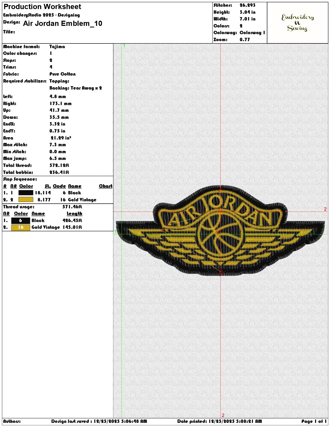 Air Jordan Emblem- Elegant embroidery design file - instant download — view 3