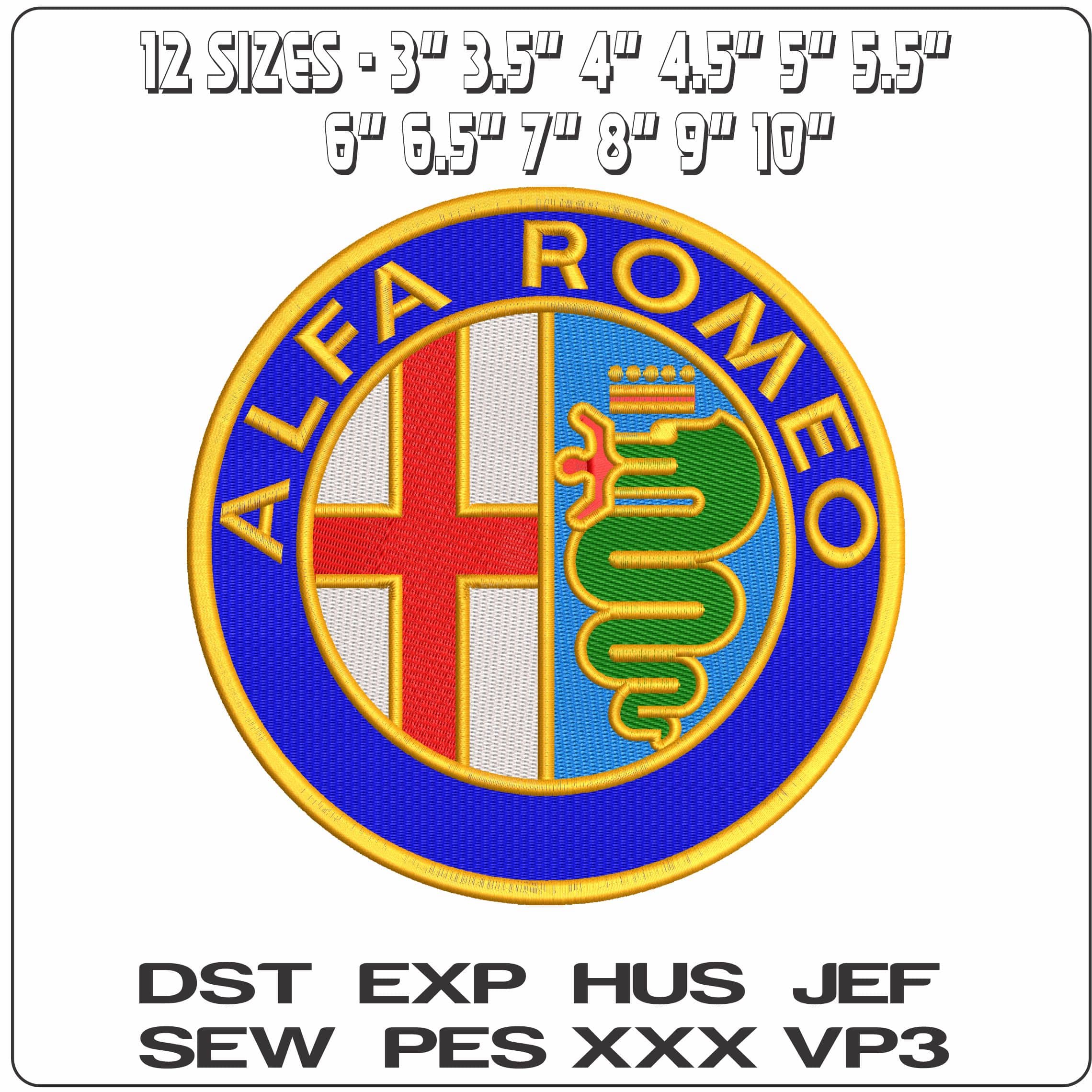 Alfa Romeo- Elegant embroidery design file - instant download — view 2