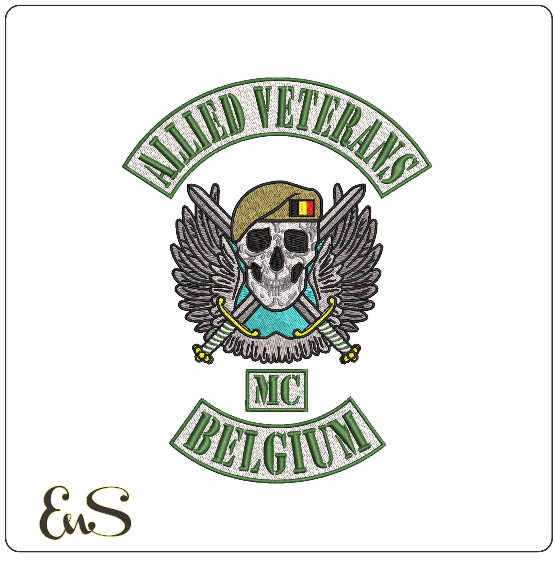 Allied Veteran Belgium- Elegant embroidery design file - instant download
