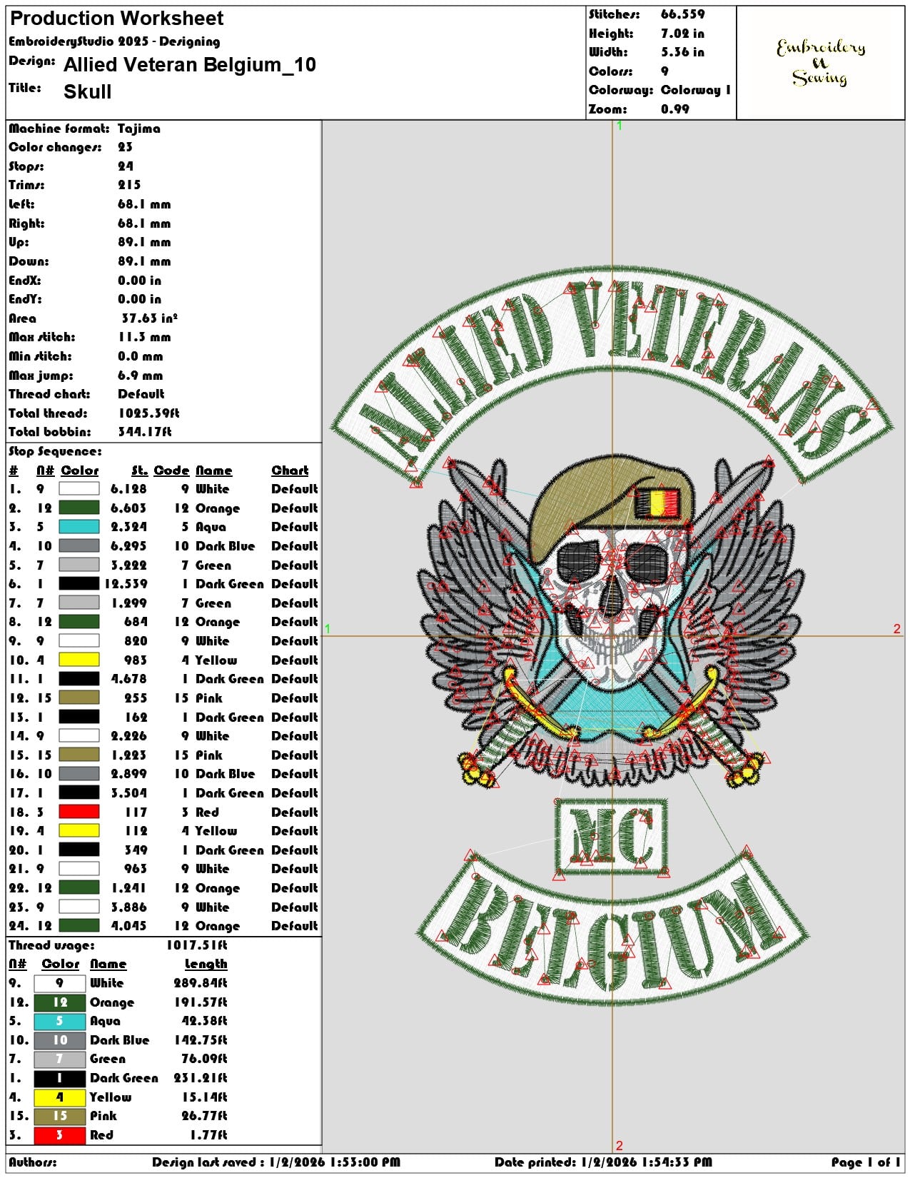 Allied Veteran Belgium- Elegant embroidery design file - instant download — view 3