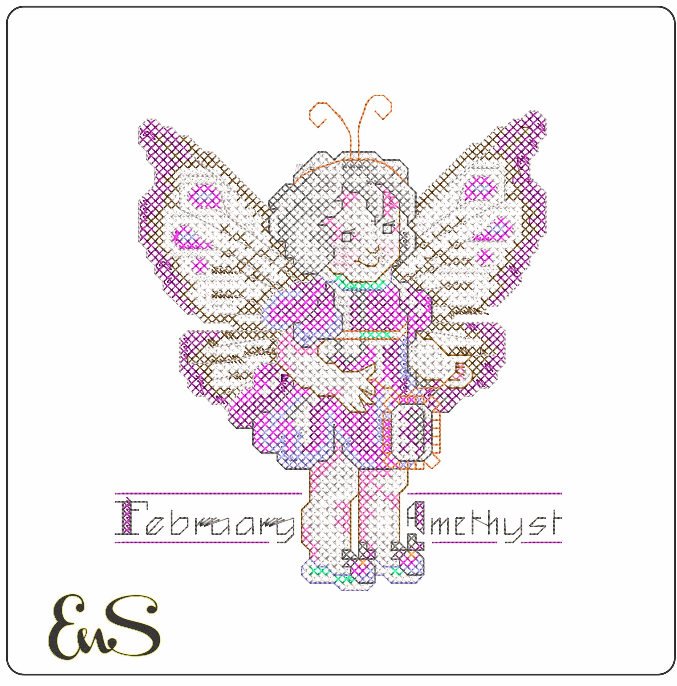 Amethyst Feb 2- Elegant embroidery design file - instant download