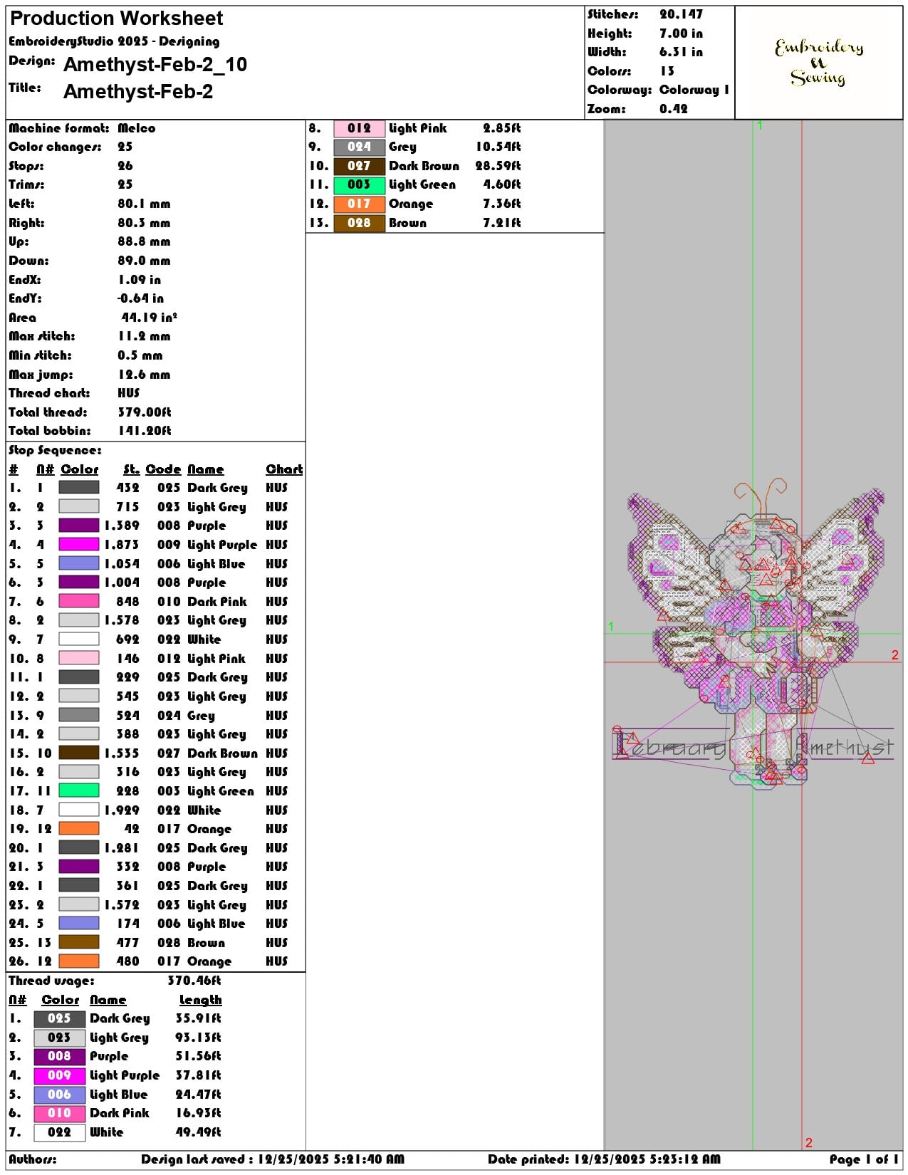 Amethyst Feb 2- Elegant embroidery design file - instant download — view 3