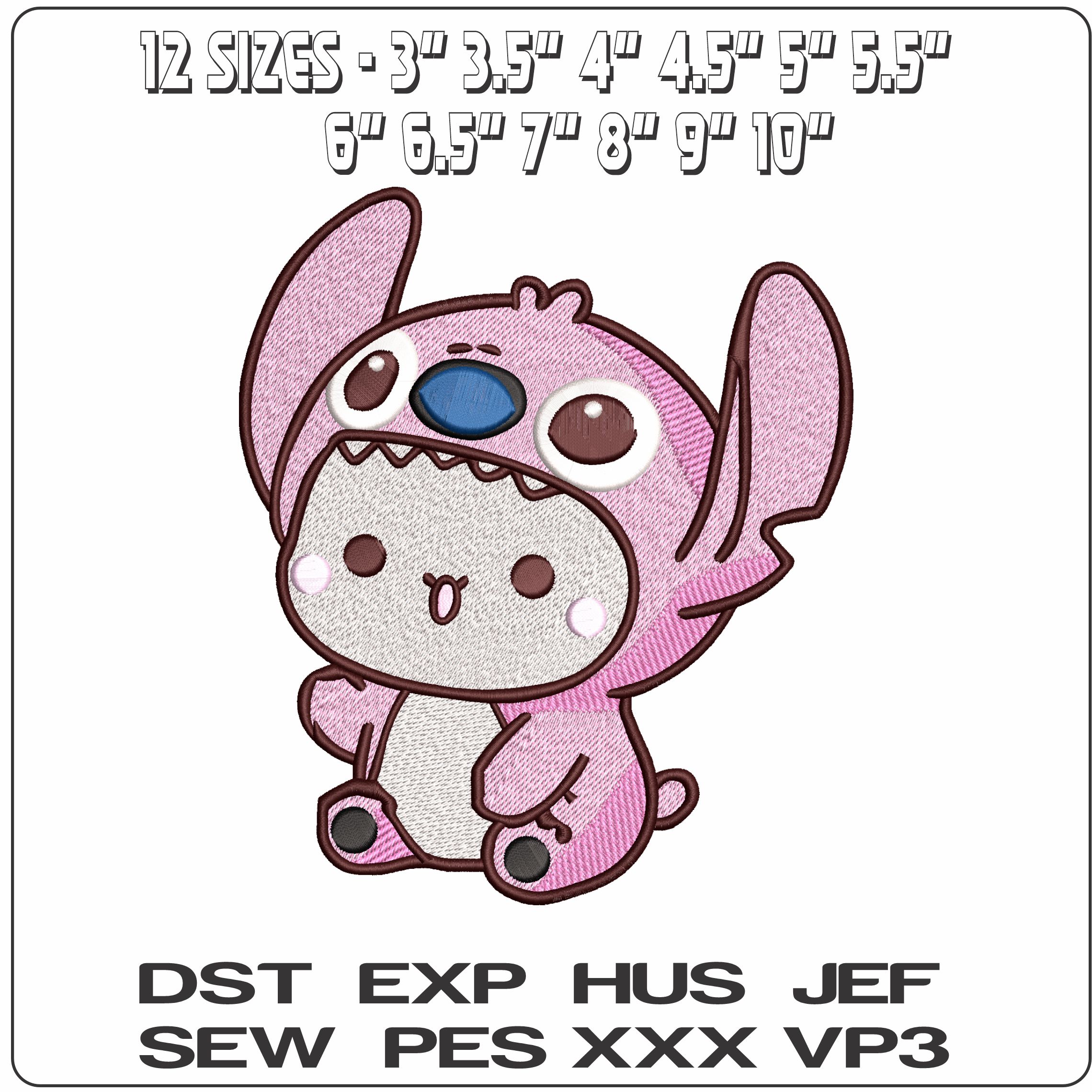 Angel Chibi Lilo and Stitch- Elegant embroidery design file - instant download — view 2
