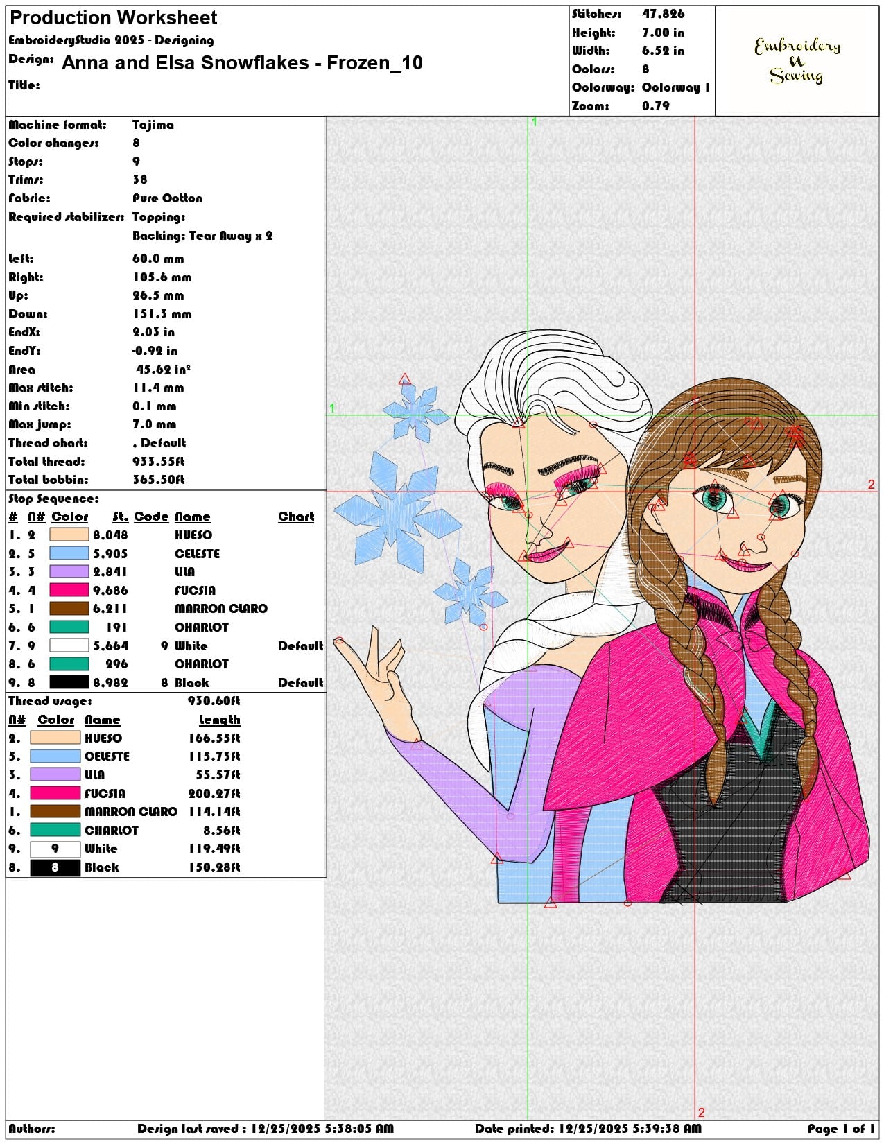 Anna and Elsa Snowflakes Frozen- Elegant embroidery design file - instant download — view 3