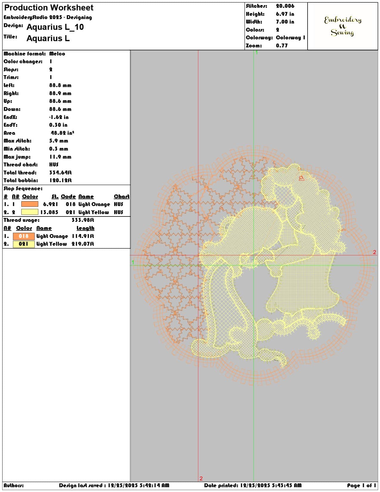 Aquarius L- Elegant embroidery design file - instant download — view 3