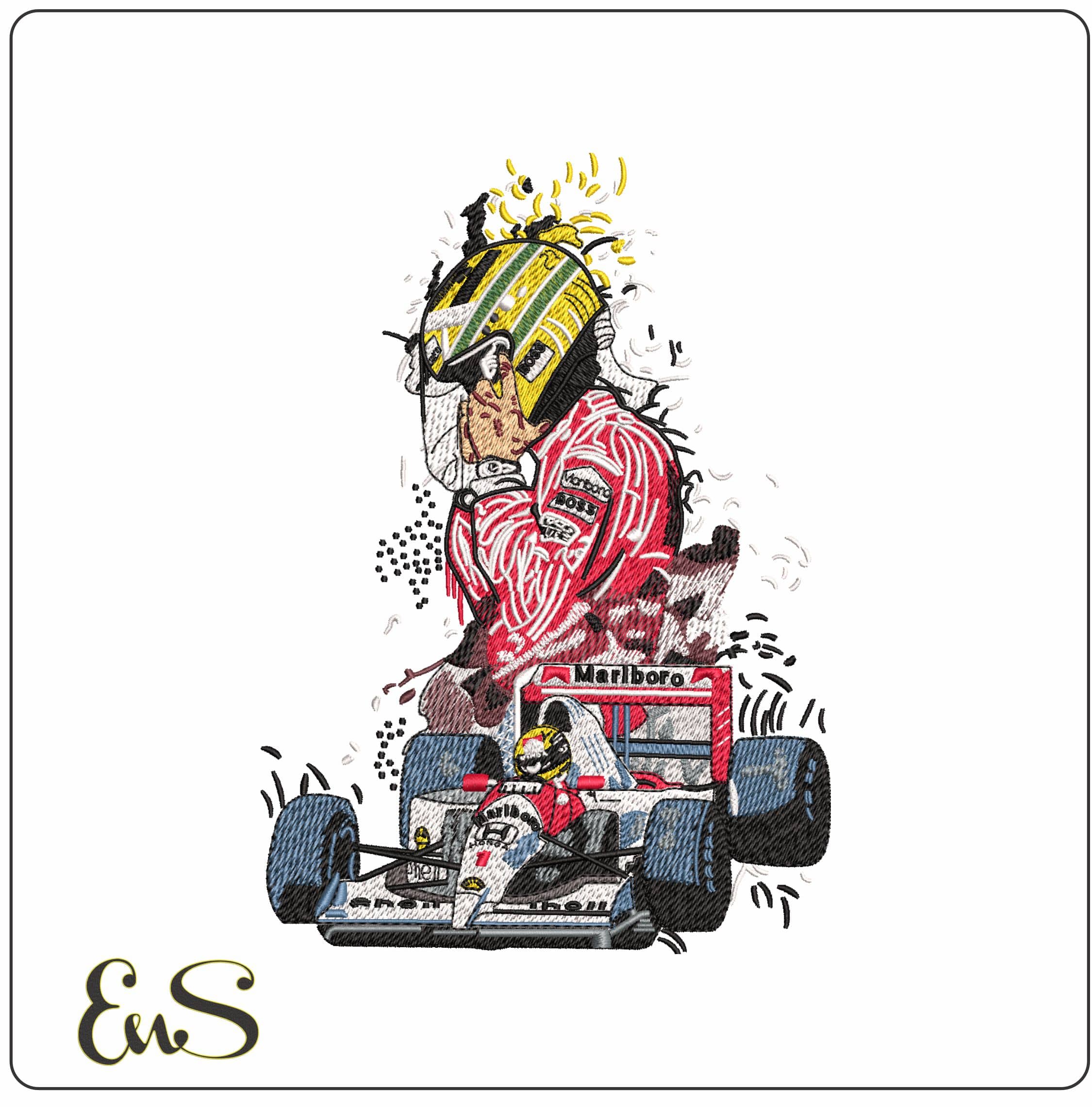 Aryton Senna MacLeran MP4- Elegant embroidery design file - instant download