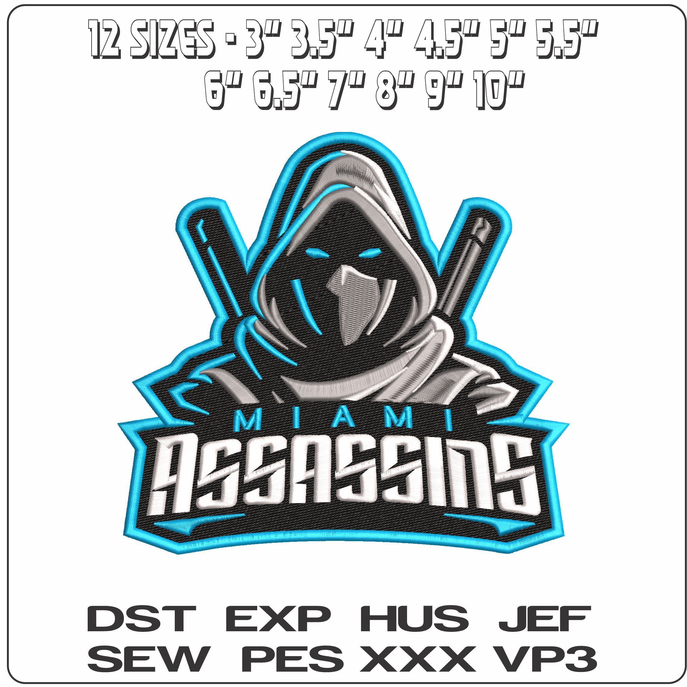 ASSASSINS Miami - Elegant embroidery design file - instant download — view 2