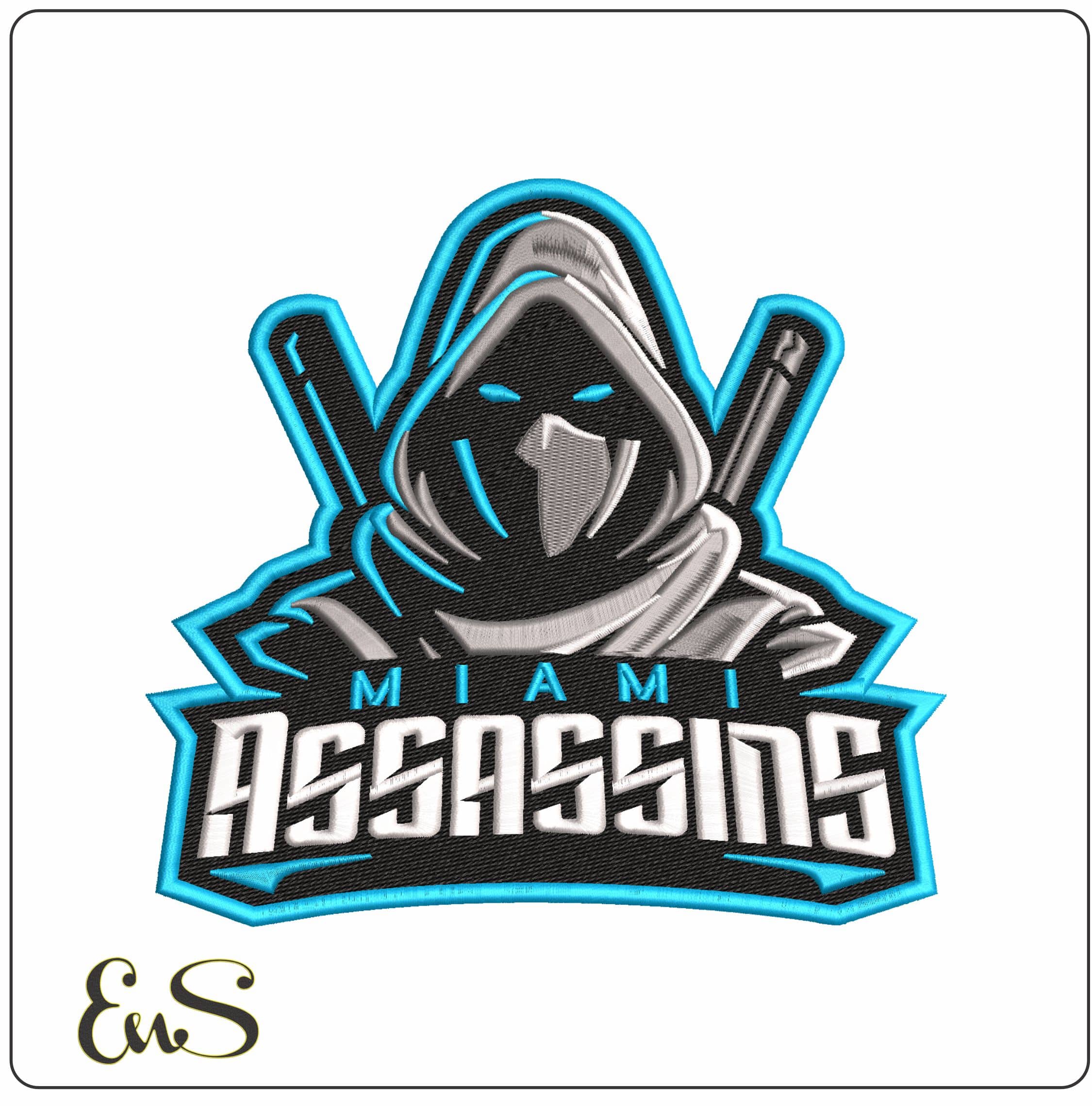 ASSASSINS Miami - Elegant embroidery design file - instant download
