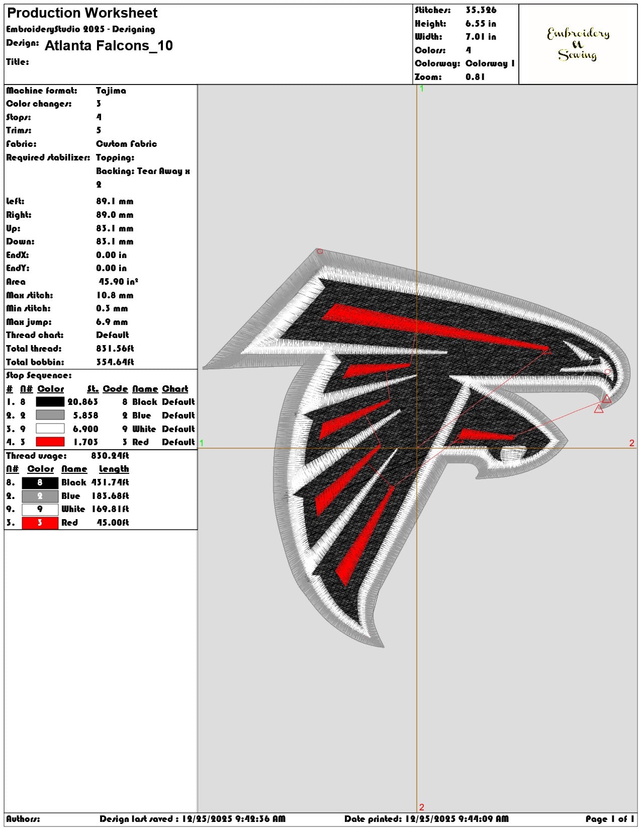 Atlanta Falcons - Elegant embroidery design file - instant download — view 3